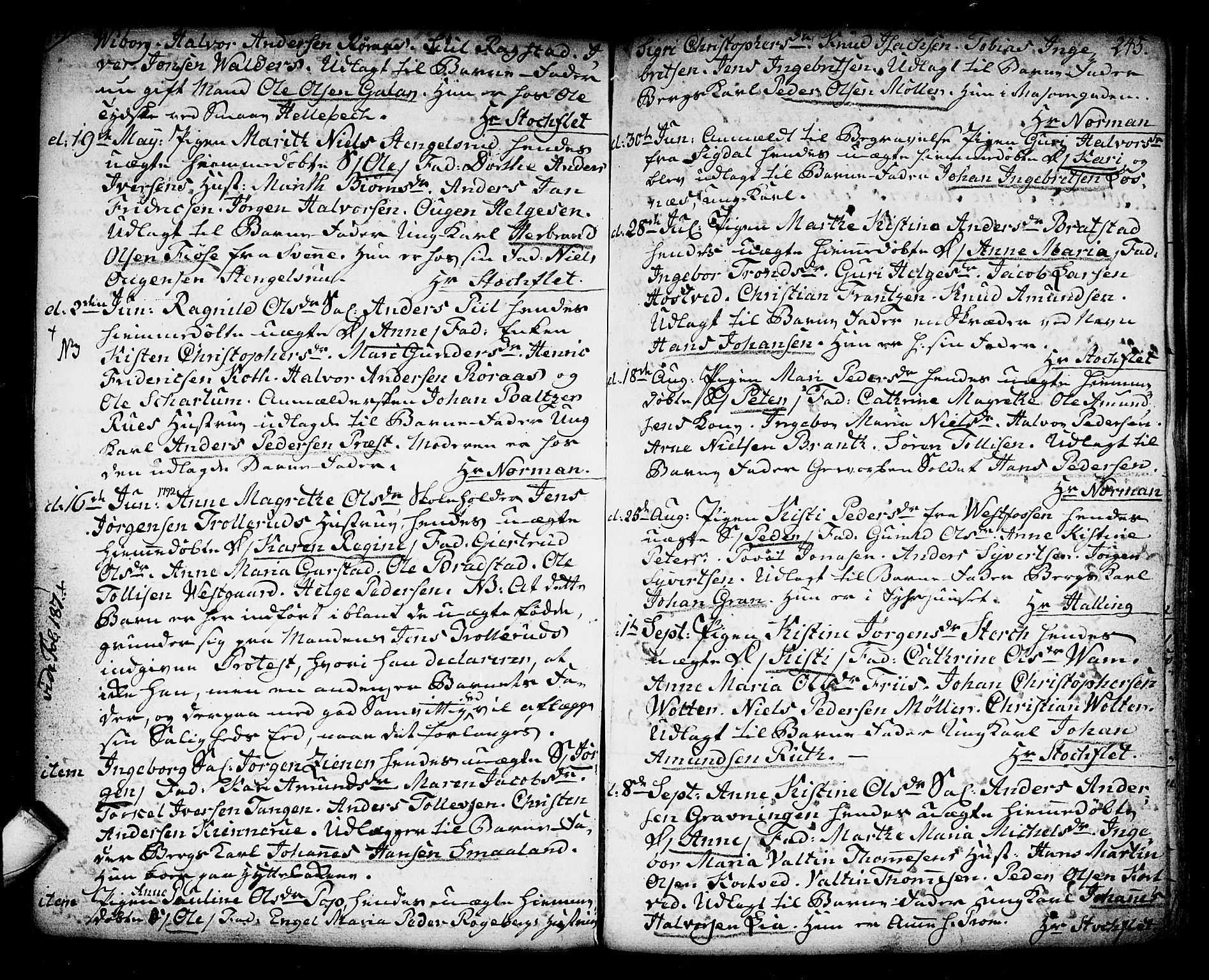 Kongsberg kirkebøker, SAKO/A-22/F/Fa/L0006: Parish register (official) no. I 6, 1783-1797, p. 245
