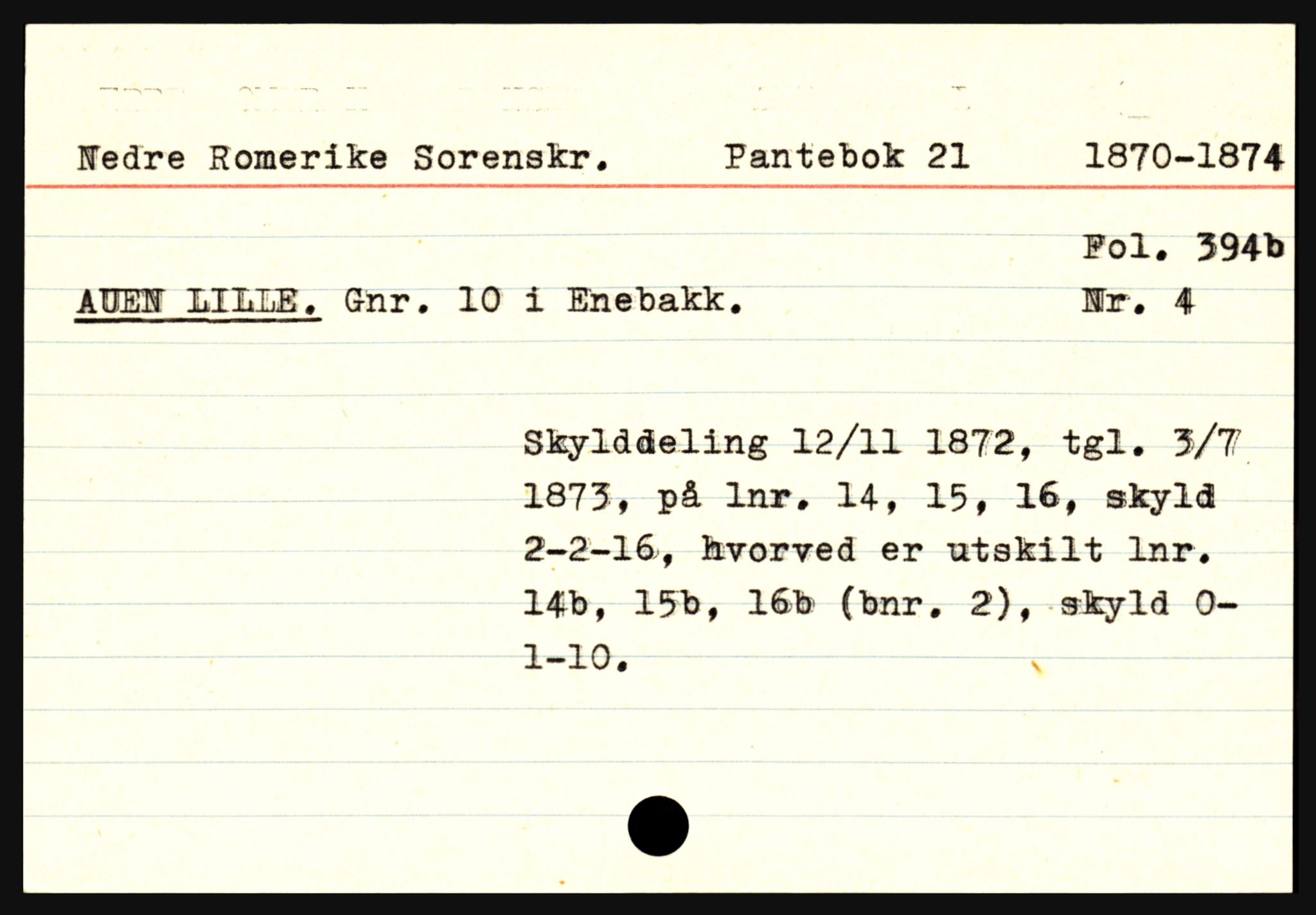 Statsarkivet i Oslo, AV/SAO-A-10621/Z/Zb/L0009: Enebakk (Auen - Årsrud), Feiring (Almelien - Torgunrød), Fet m/ Rælingen (Auten - Garder), p. 19