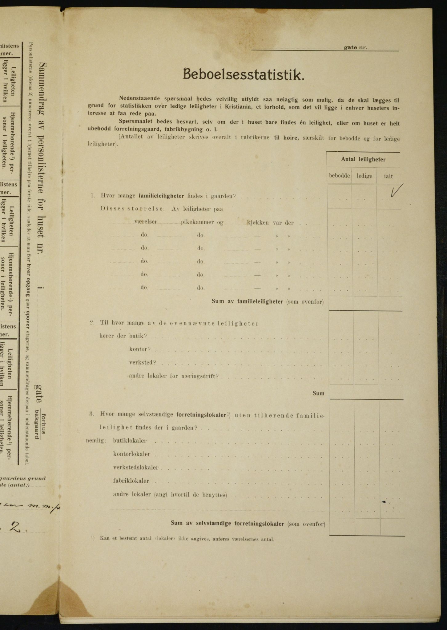 OBA, Municipal Census 1910 for Kristiania, 1910, p. 20664