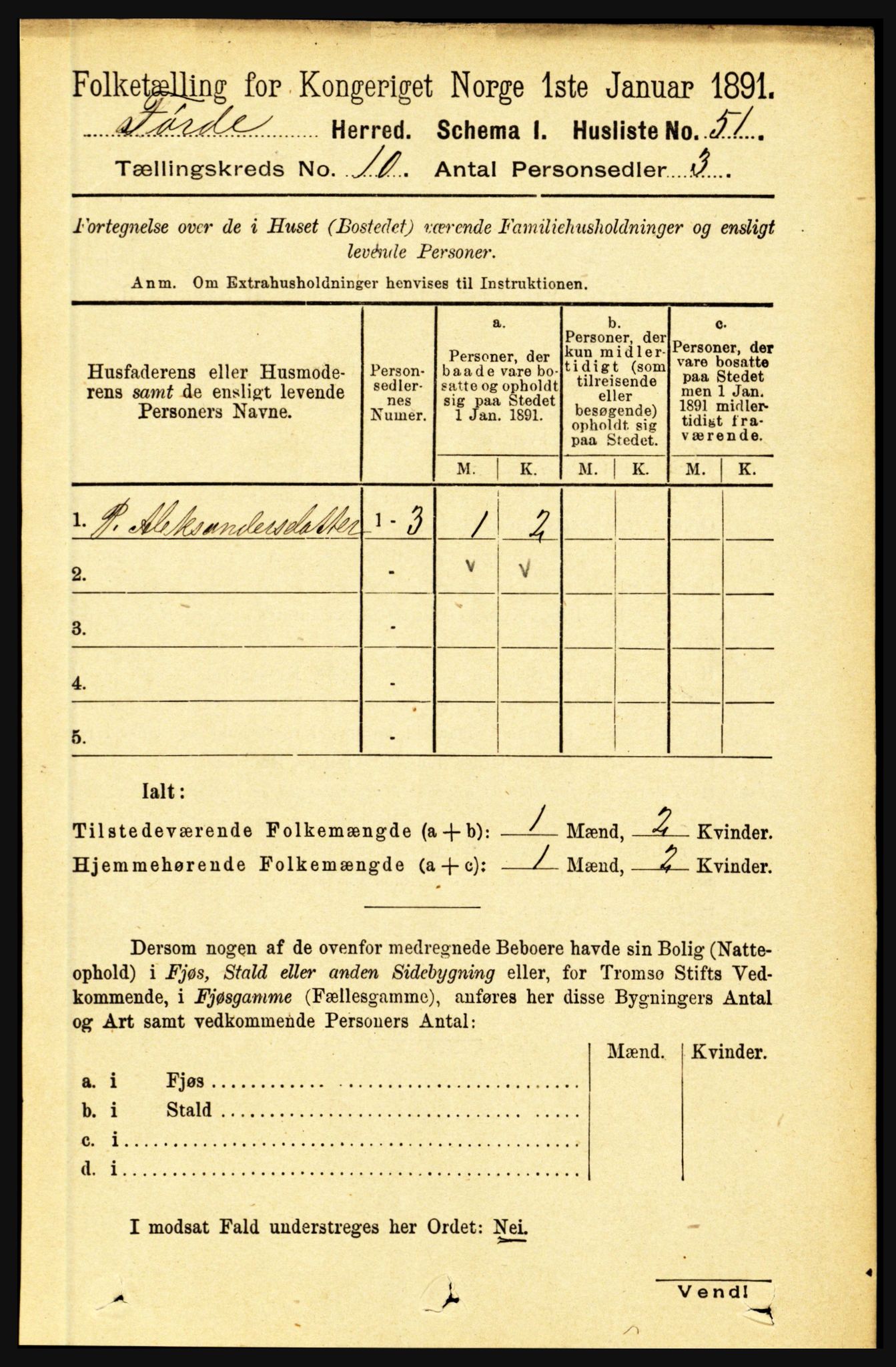 RA, 1891 census for 1432 Førde, 1891, p. 3661