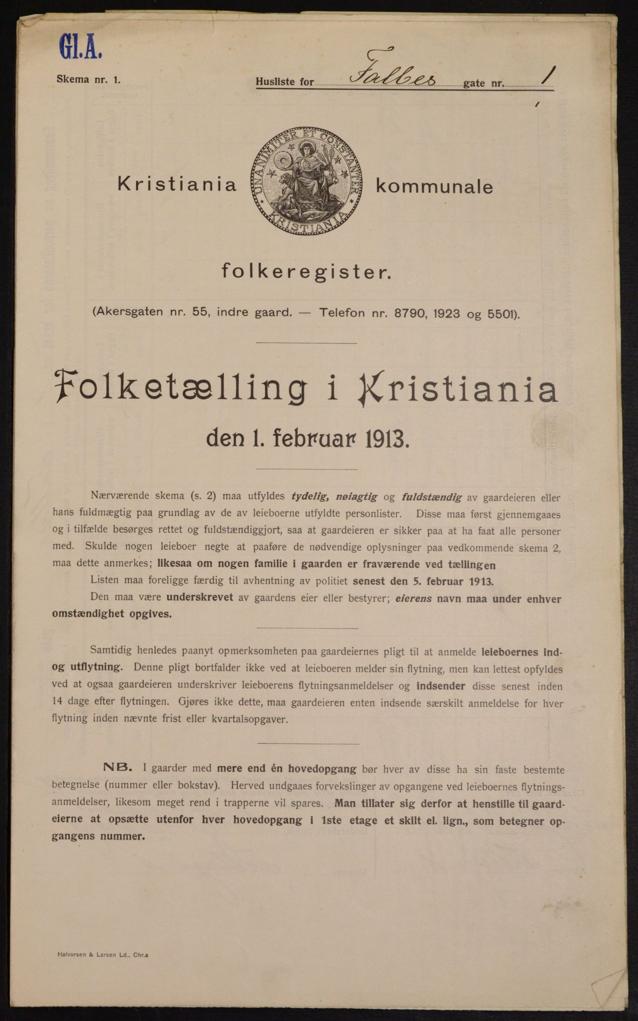 OBA, Municipal Census 1913 for Kristiania, 1913, p. 23288