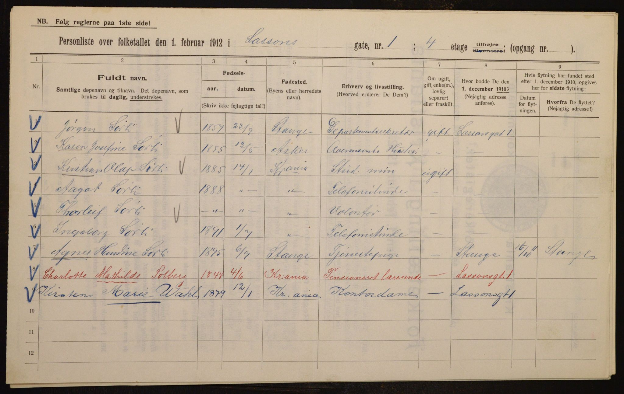 OBA, Municipal Census 1912 for Kristiania, 1912, p. 57547