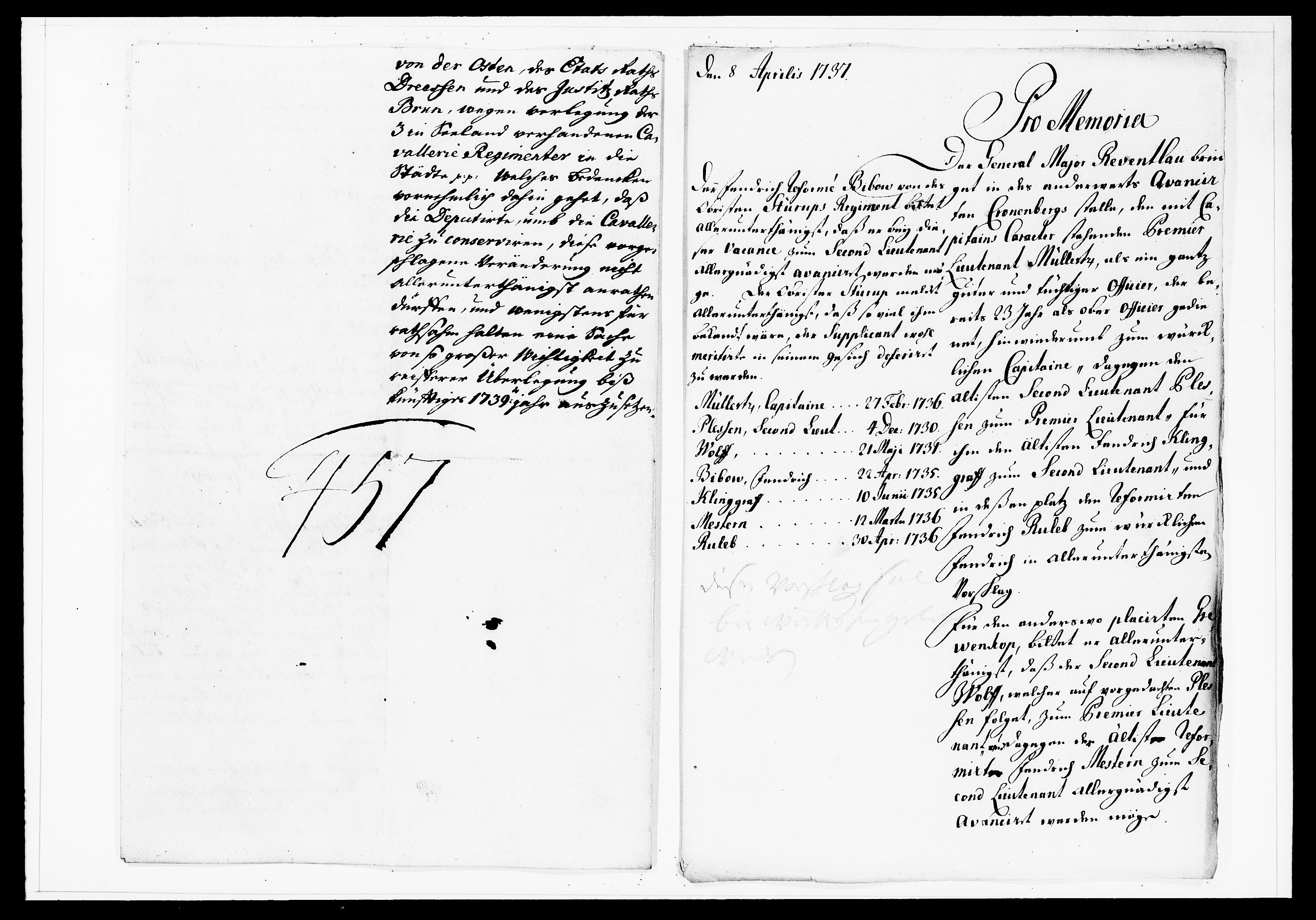 Krigskollegiet, Krigskancelliet, DRA/A-0006/-/1138-1142: Refererede sager, 1737, p. 132