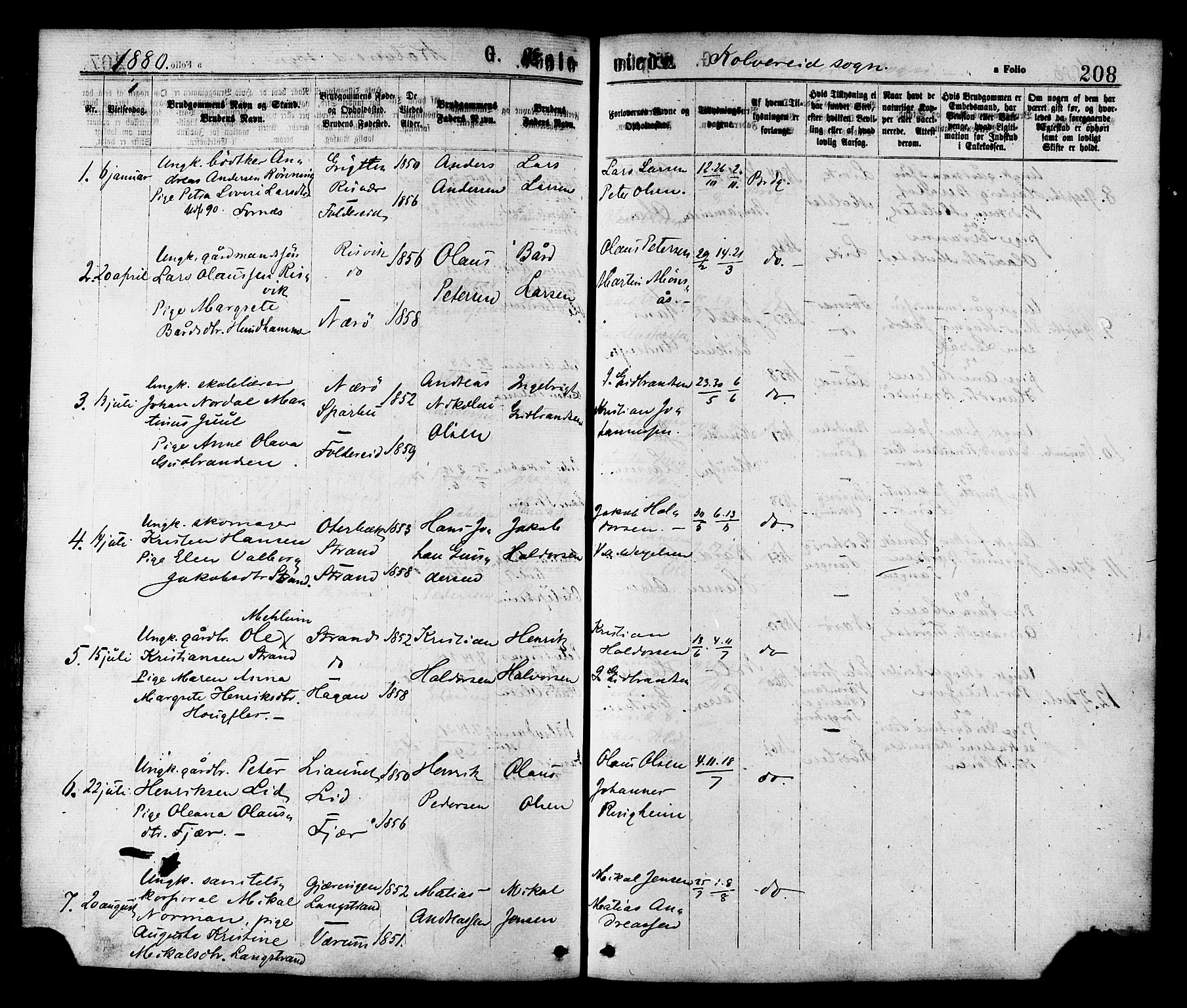 Ministerialprotokoller, klokkerbøker og fødselsregistre - Nord-Trøndelag, SAT/A-1458/780/L0642: Parish register (official) no. 780A07 /1, 1874-1885, p. 208