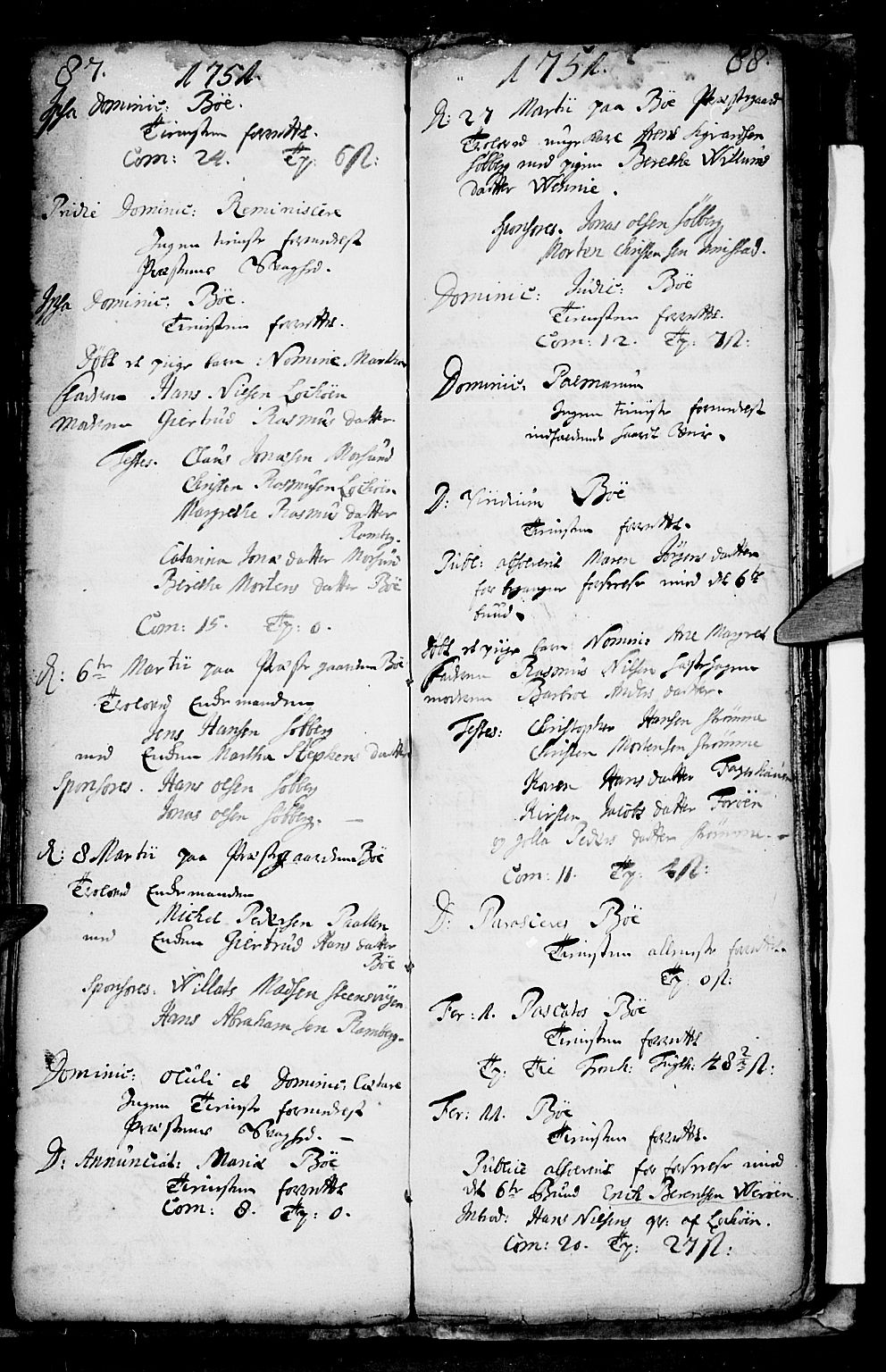 Ministerialprotokoller, klokkerbøker og fødselsregistre - Nordland, SAT/A-1459/891/L1296: Parish register (official) no. 891A01, 1741-1784, p. 87-88