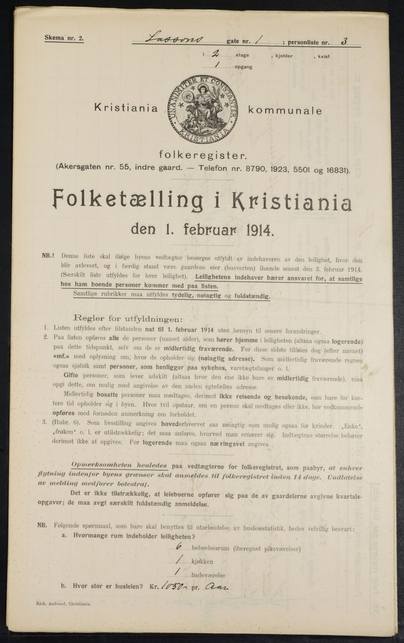 OBA, Municipal Census 1914 for Kristiania, 1914, p. 57116