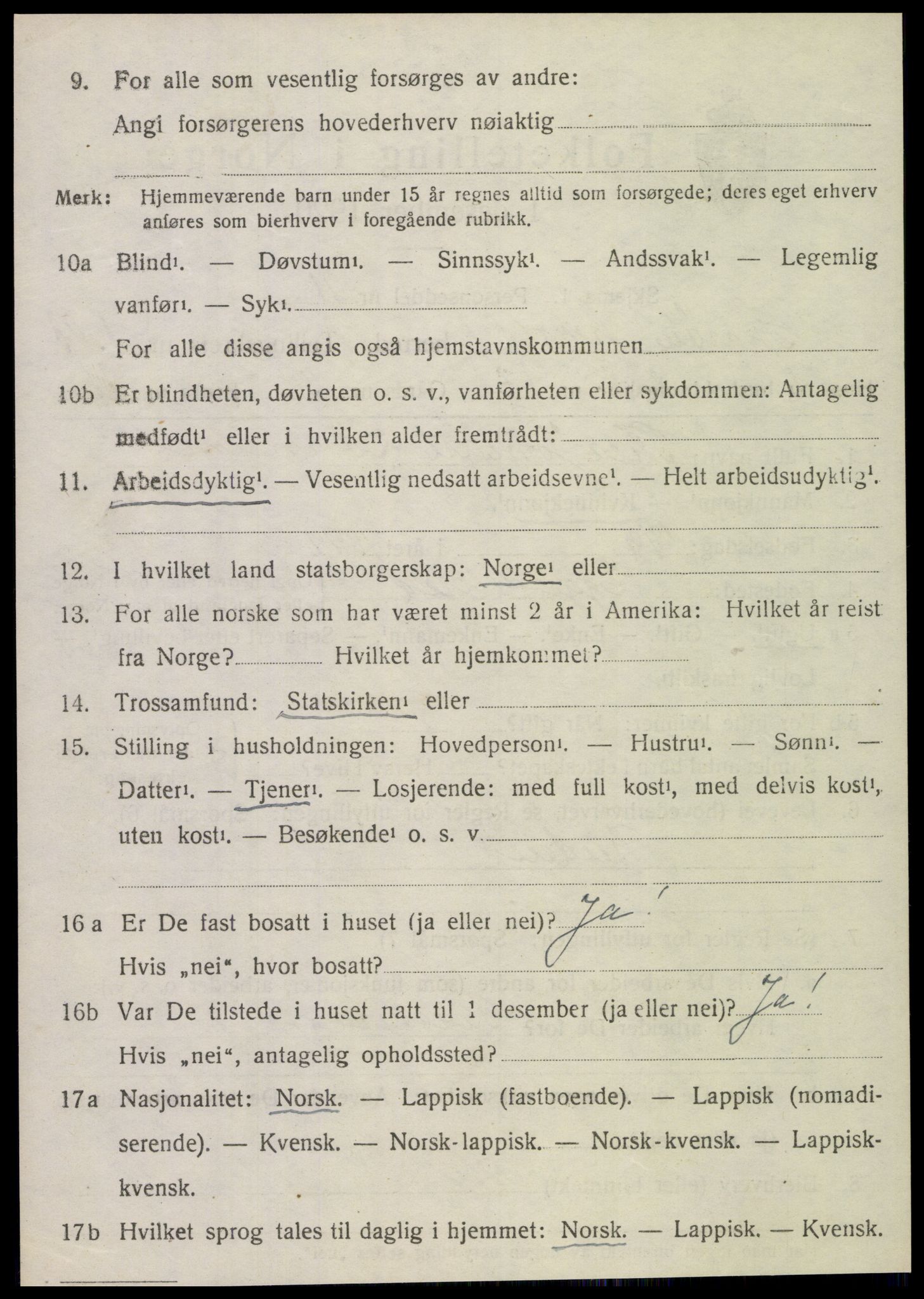 SAT, 1920 census for Sparbu, 1920, p. 2090