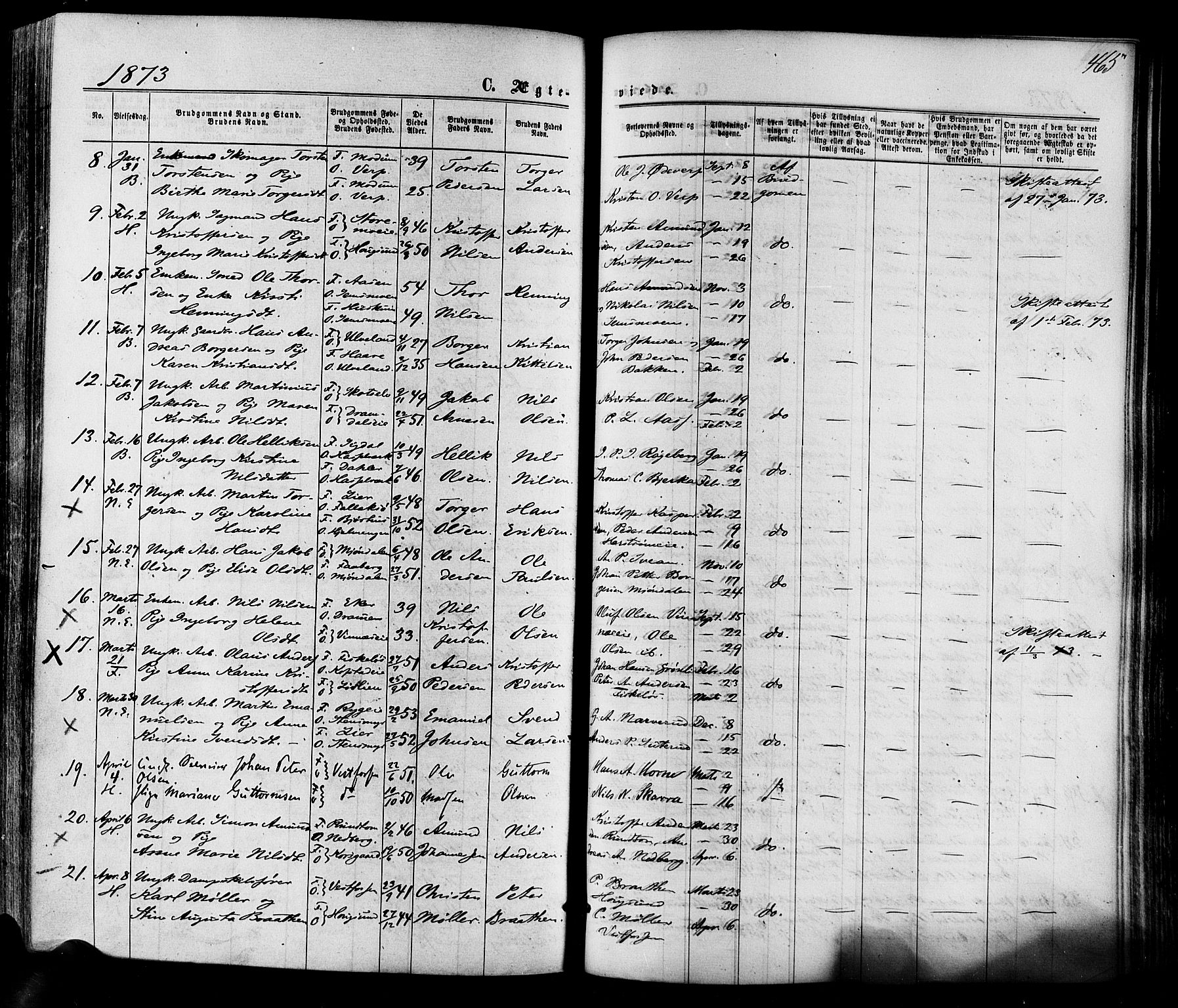 Eiker kirkebøker, AV/SAKO-A-4/F/Fa/L0017: Parish register (official) no. I 17, 1869-1877, p. 465