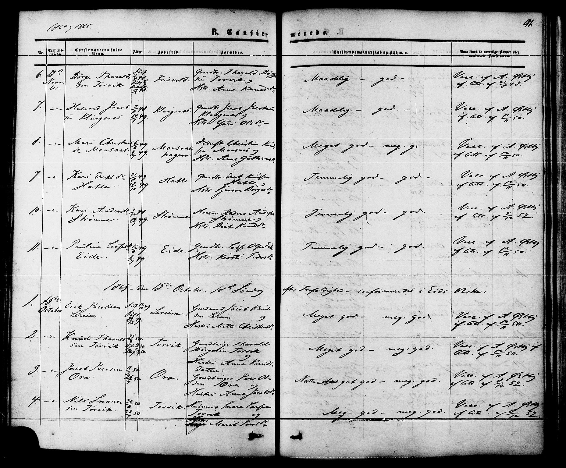 Ministerialprotokoller, klokkerbøker og fødselsregistre - Møre og Romsdal, AV/SAT-A-1454/542/L0552: Parish register (official) no. 542A02, 1854-1884, p. 91