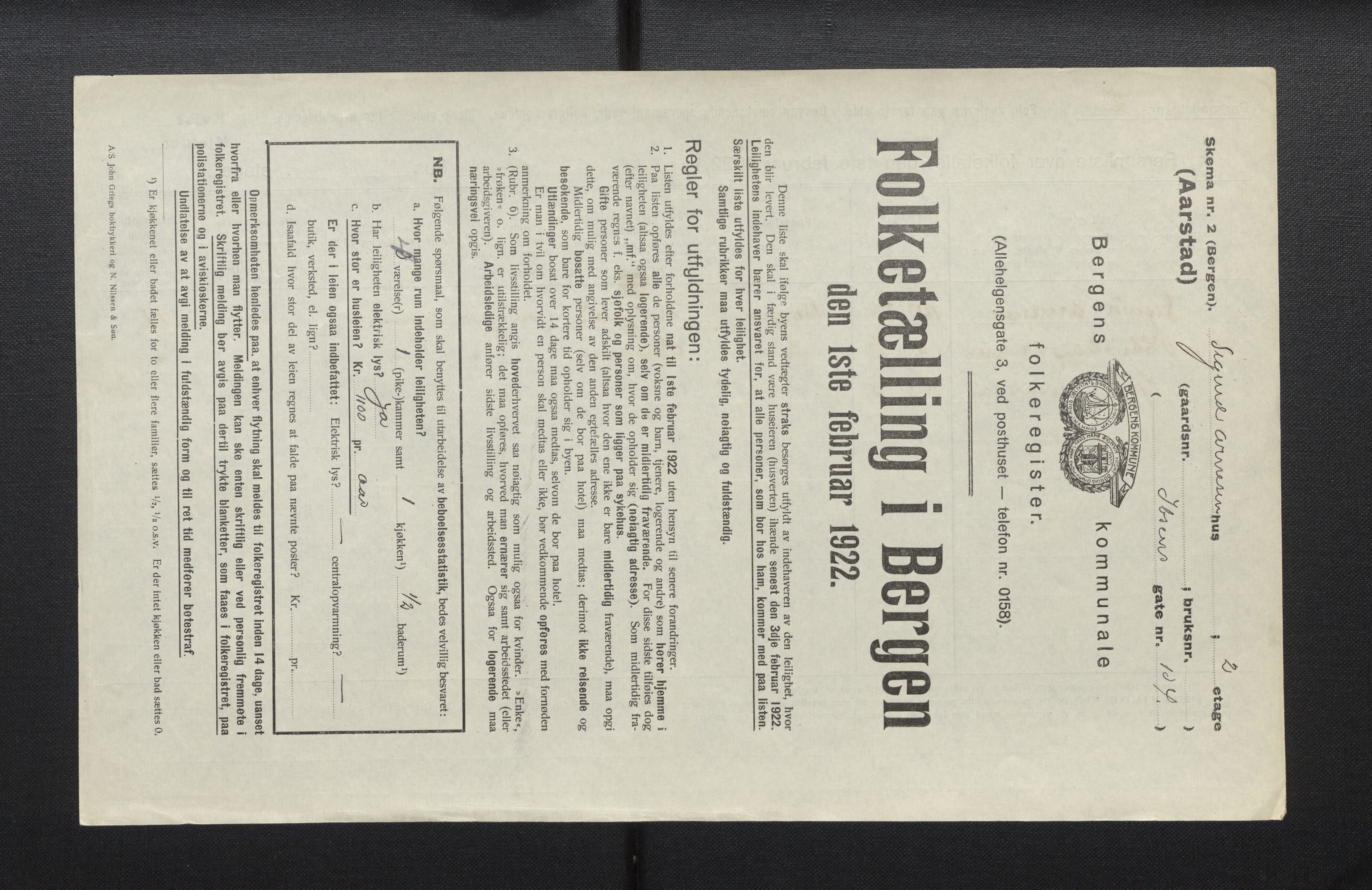 SAB, Municipal Census 1922 for Bergen, 1922, p. 53797