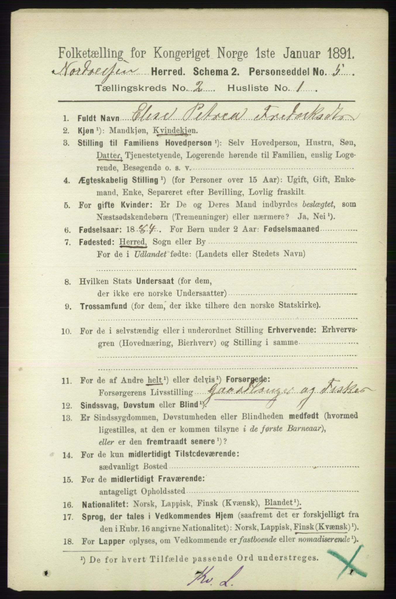 RA, 1891 census for 1942 Nordreisa, 1891, p. 779