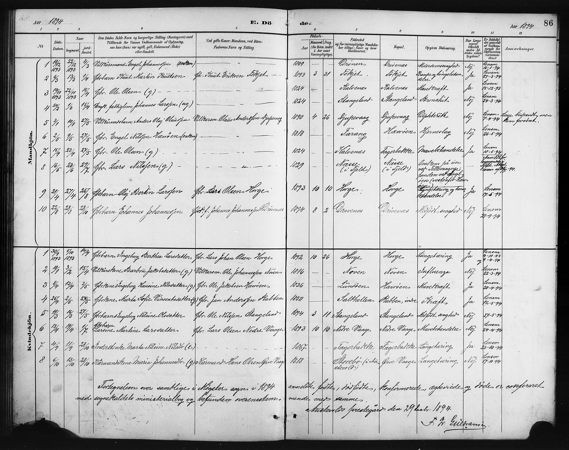 Austevoll Sokneprestembete, SAB/A-74201/H/Hab: Parish register (copy) no. B 4, 1889-1901, p. 86