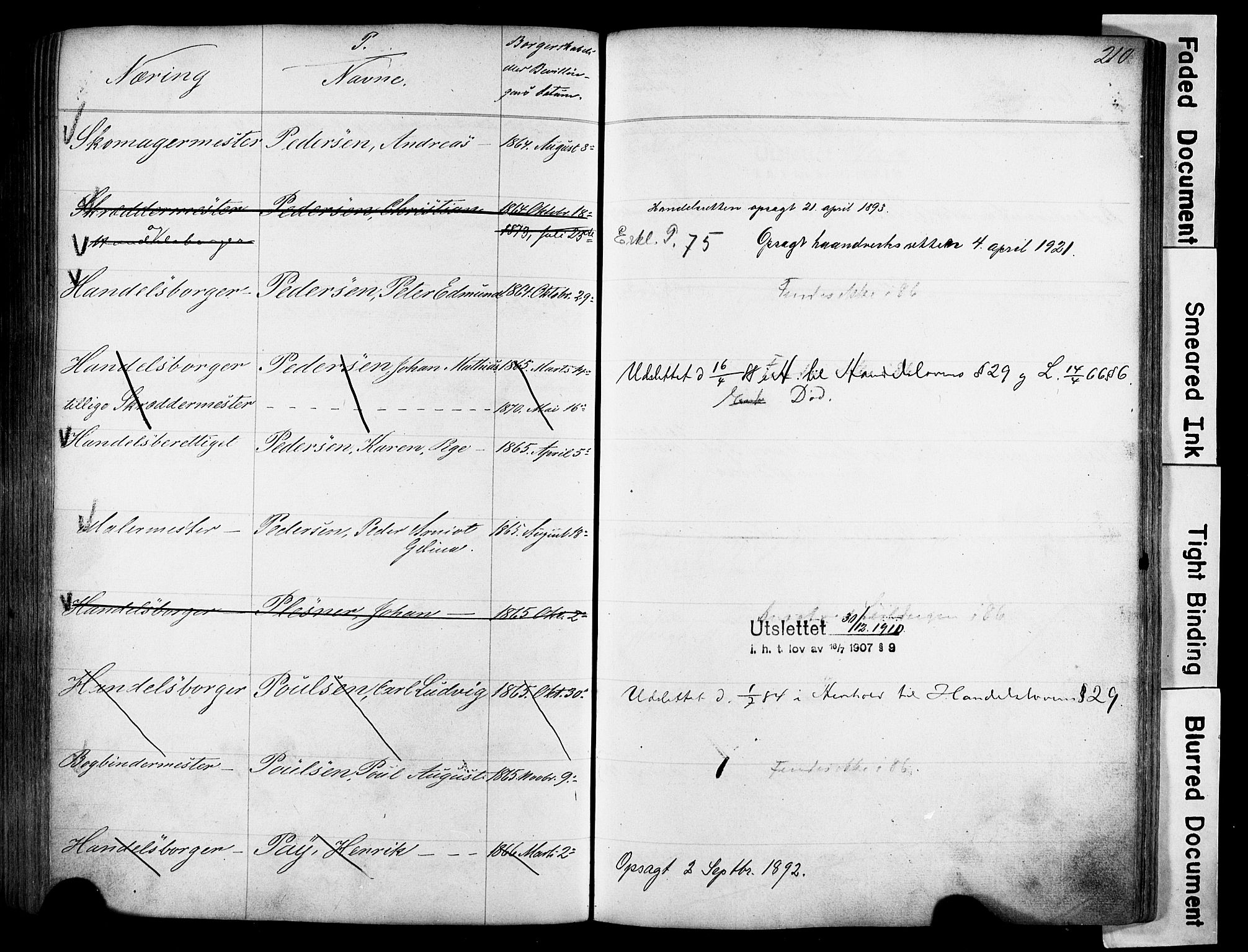 Kristiania magistrat, SAO/A-10711/F/Fb/L0004: Borgerrulle, 1860-1879, p. 212