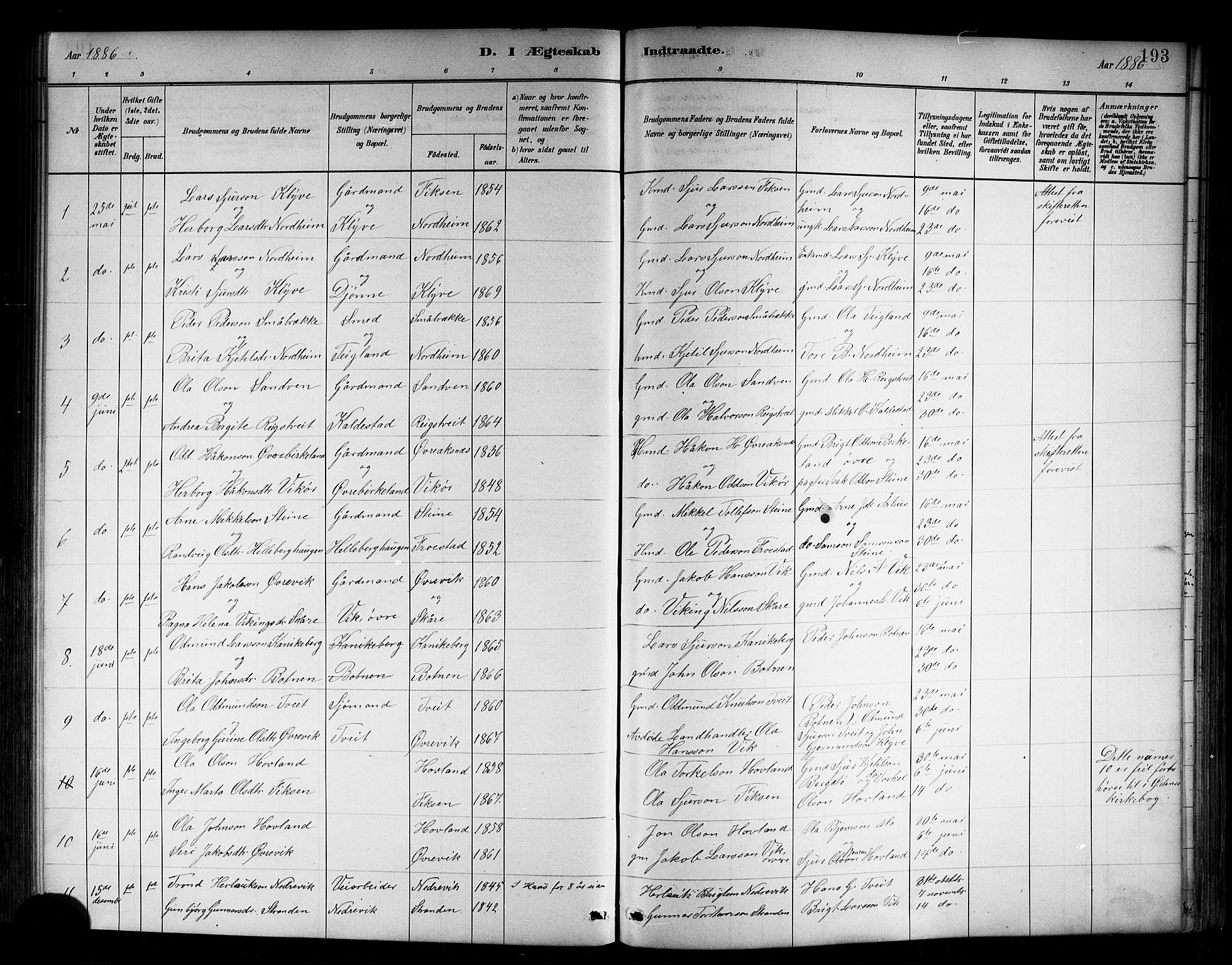 Kvam sokneprestembete, SAB/A-76201/H/Hab: Parish register (copy) no. B 3, 1884-1916, p. 193
