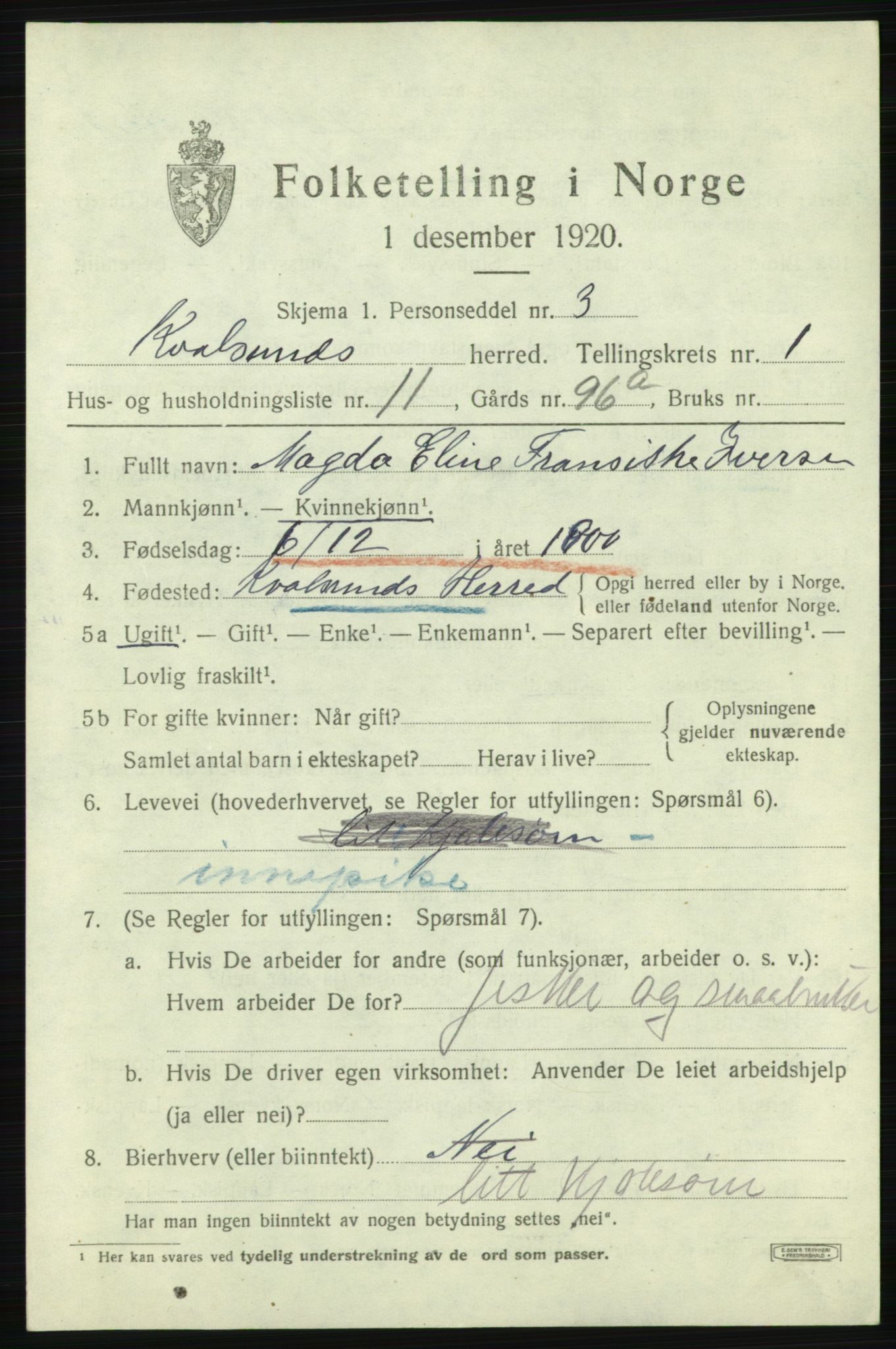 SATØ, 1920 census for , 1920, p. 616
