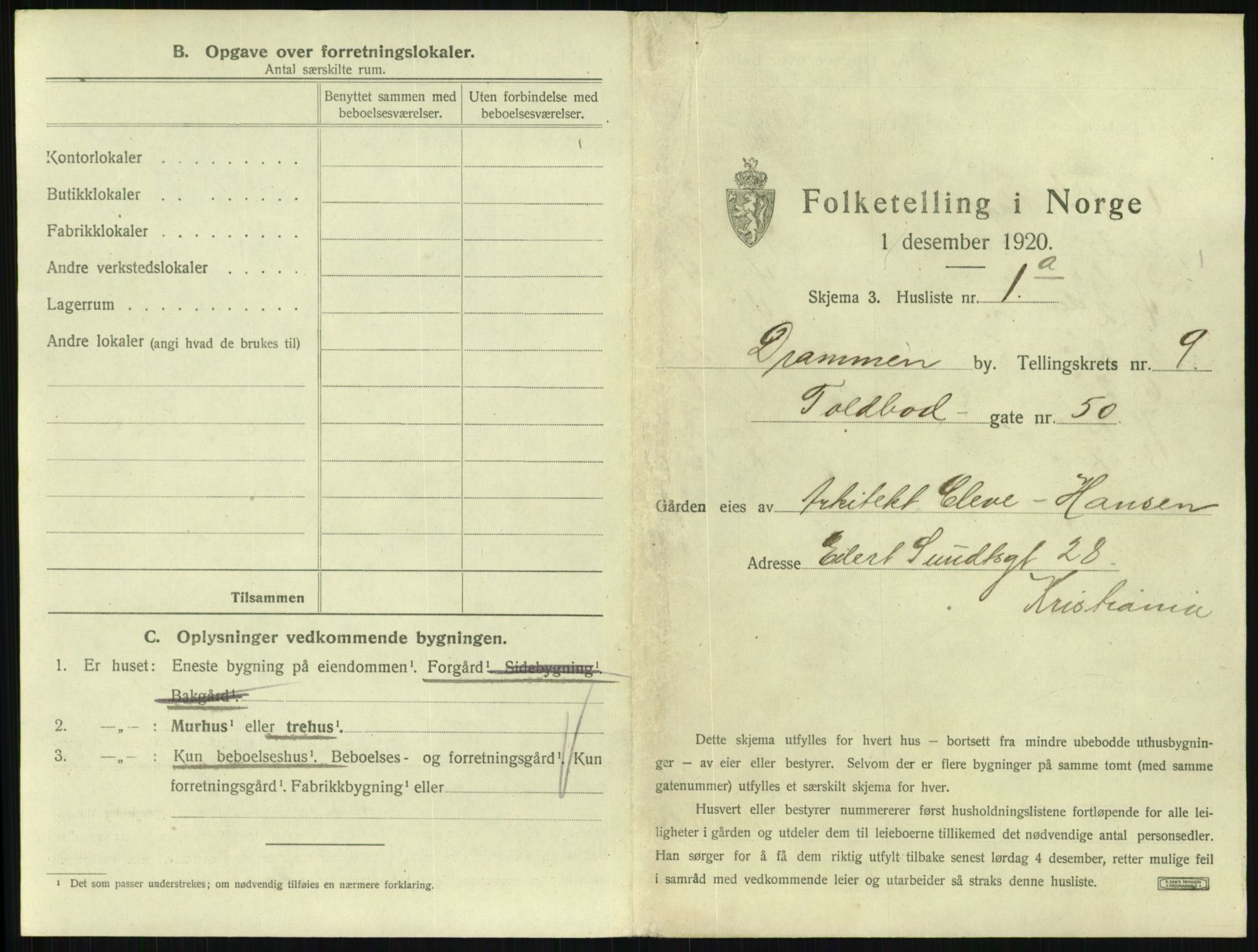 SAKO, 1920 census for Drammen, 1920, p. 4368