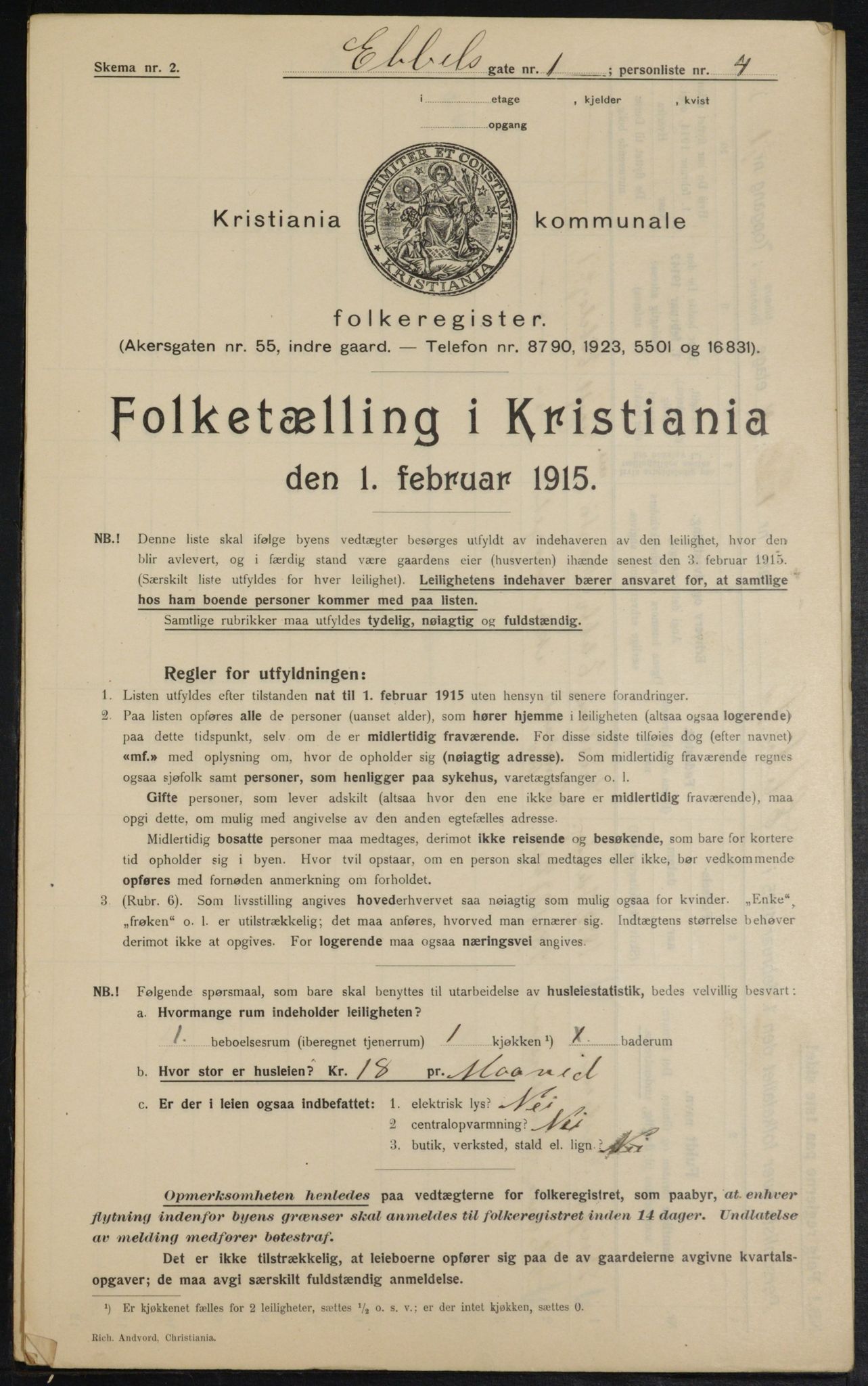 OBA, Municipal Census 1915 for Kristiania, 1915, p. 17555