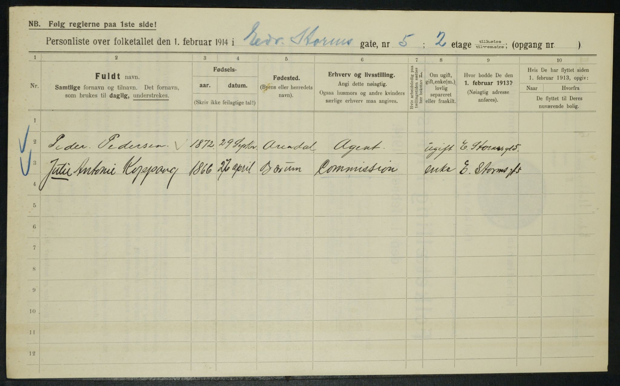 OBA, Municipal Census 1914 for Kristiania, 1914, p. 18906