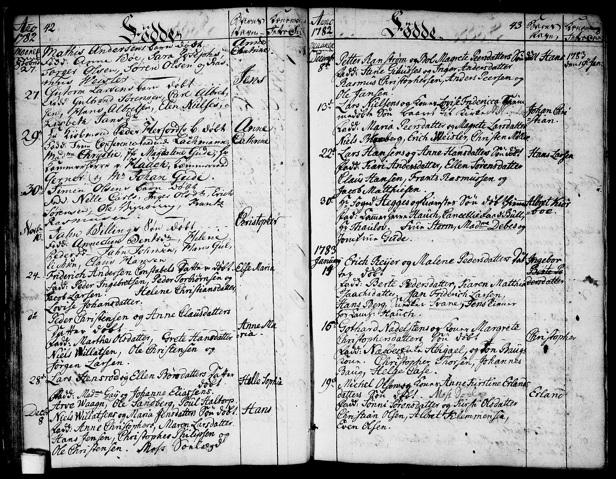 Moss prestekontor Kirkebøker, SAO/A-2003/F/Fa/L0003: Parish register (official) no. I 3, 1779-1814, p. 42-43
