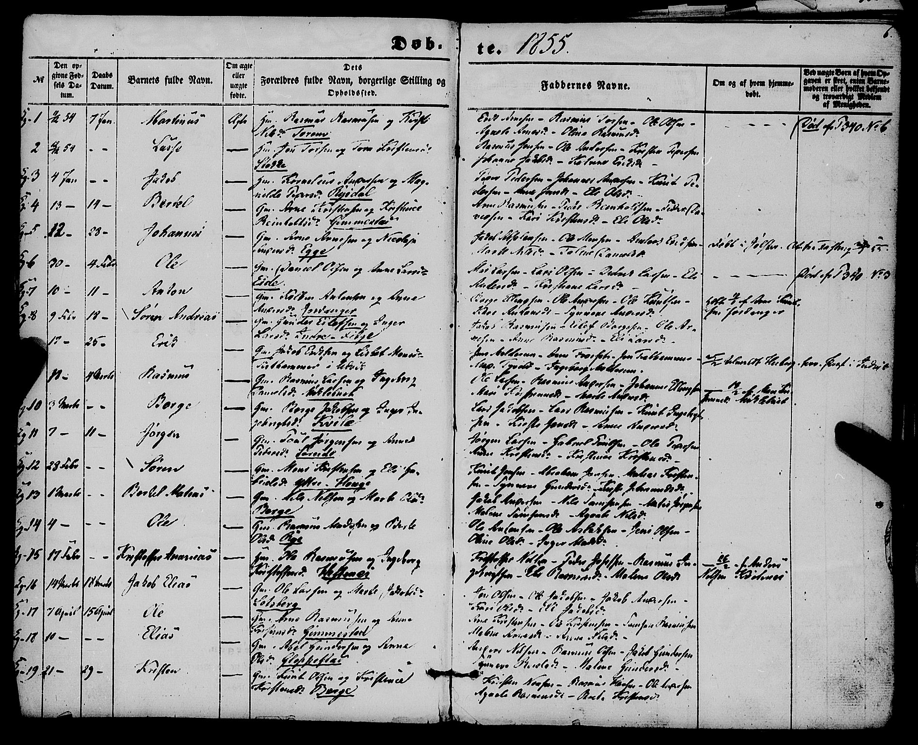 Gloppen sokneprestembete, AV/SAB-A-80101/H/Haa/Haaa/L0009: Parish register (official) no. A 9, 1855-1870, p. 6