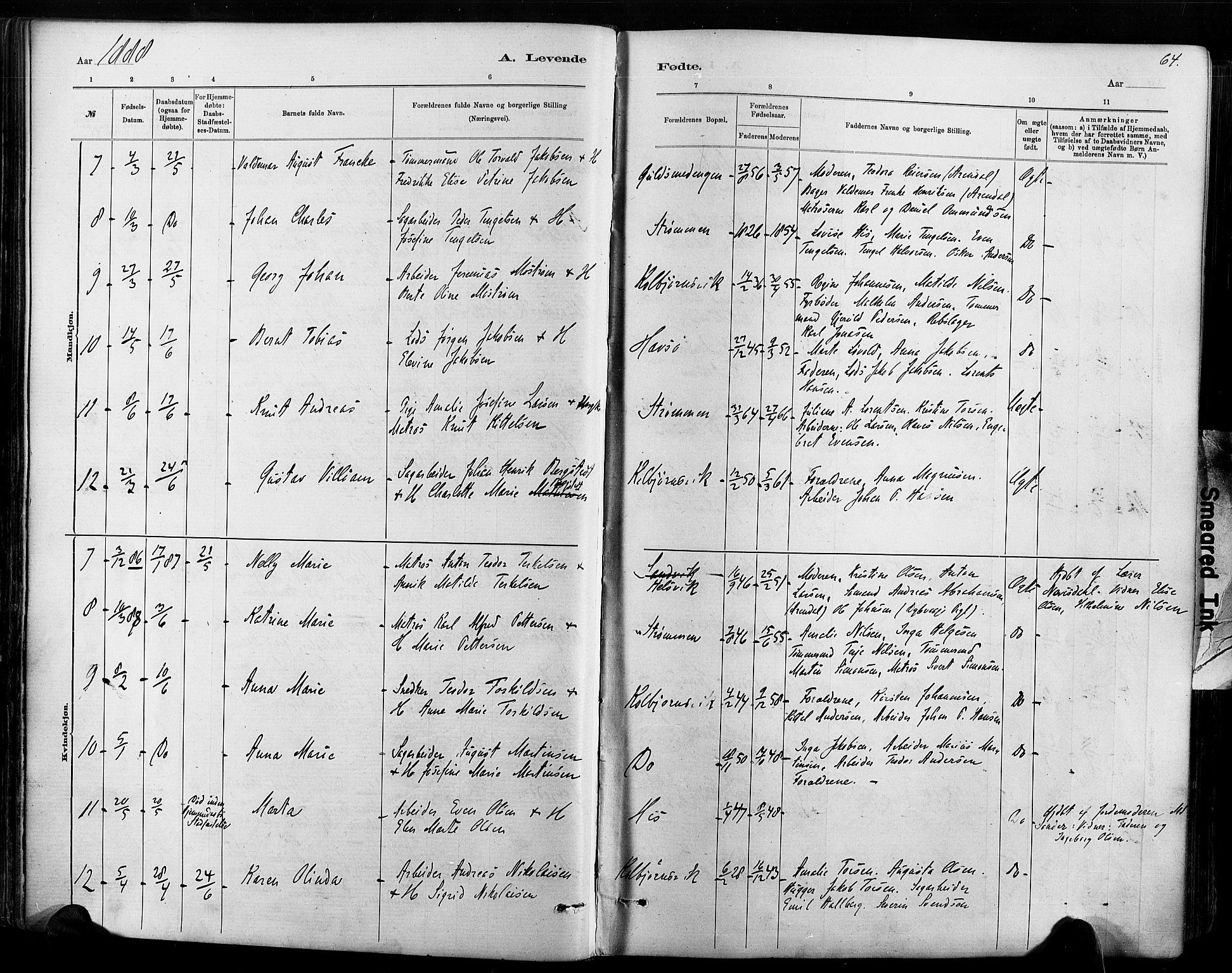 Hisøy sokneprestkontor, AV/SAK-1111-0020/F/Fa/L0003: Parish register (official) no. A 3, 1881-1894, p. 64