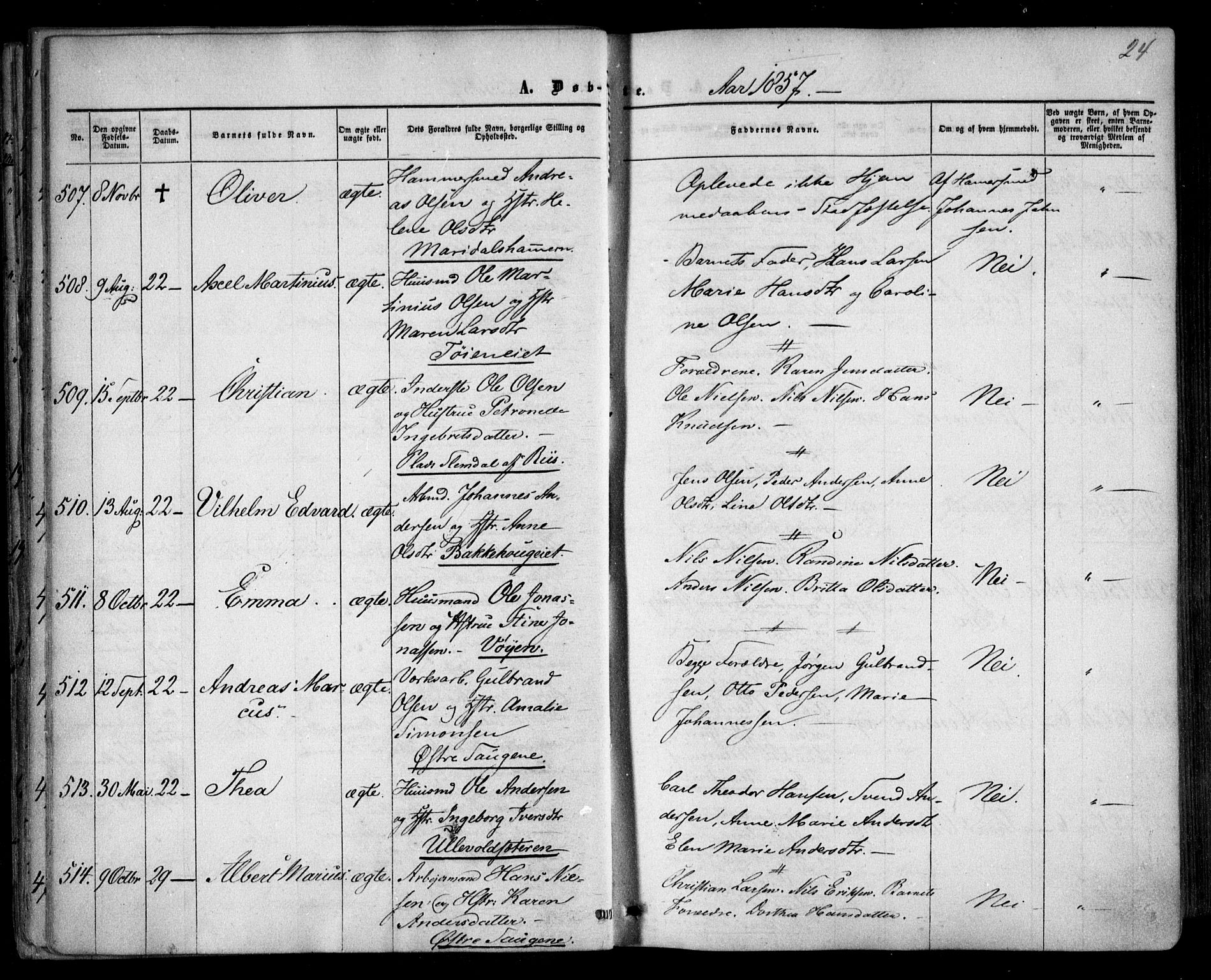 Vestre Aker prestekontor Kirkebøker, AV/SAO-A-10025/F/Fa/L0003: Parish register (official) no. 3, 1857-1868, p. 24