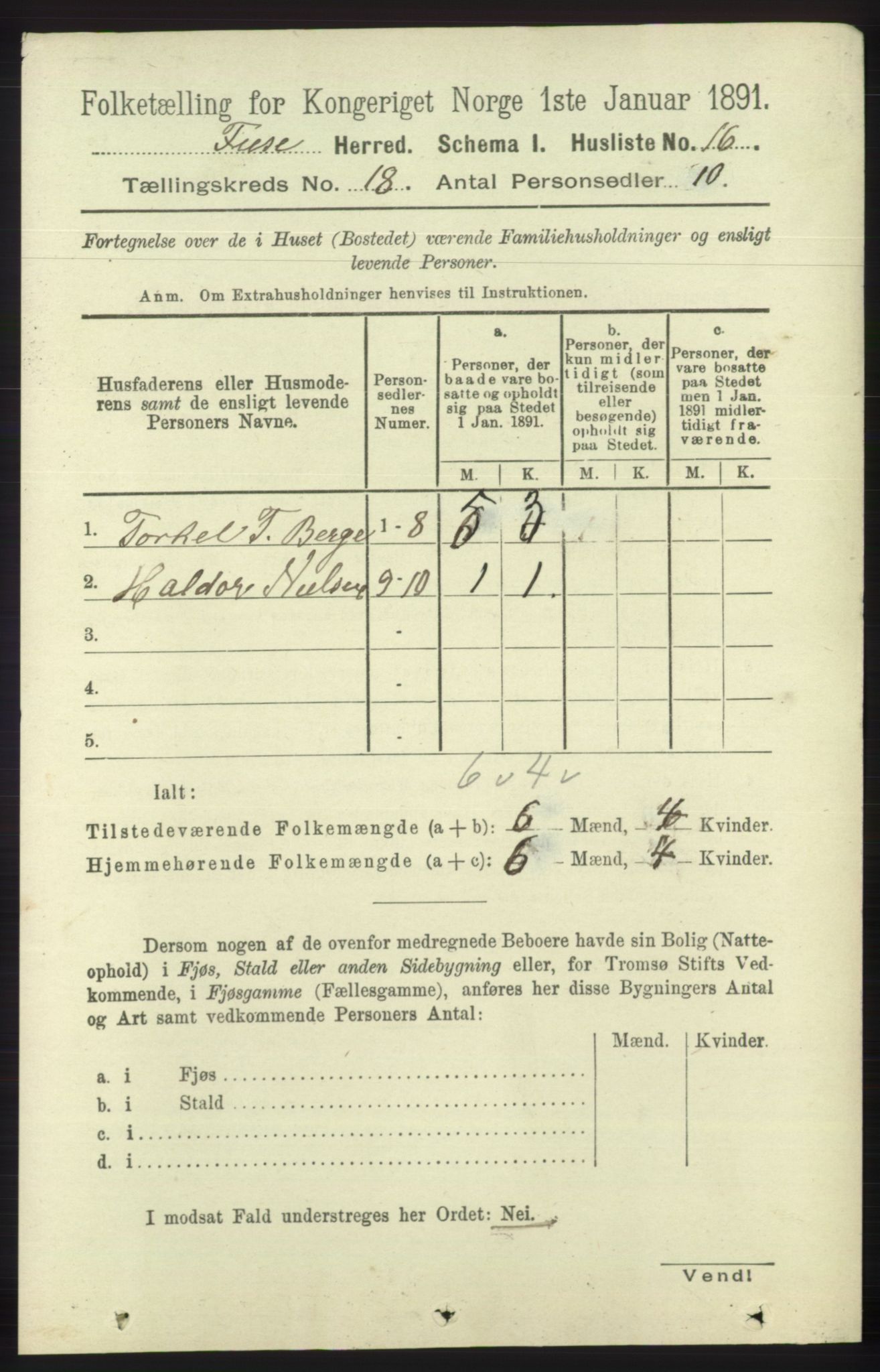 RA, 1891 census for 1241 Fusa, 1891, p. 4108