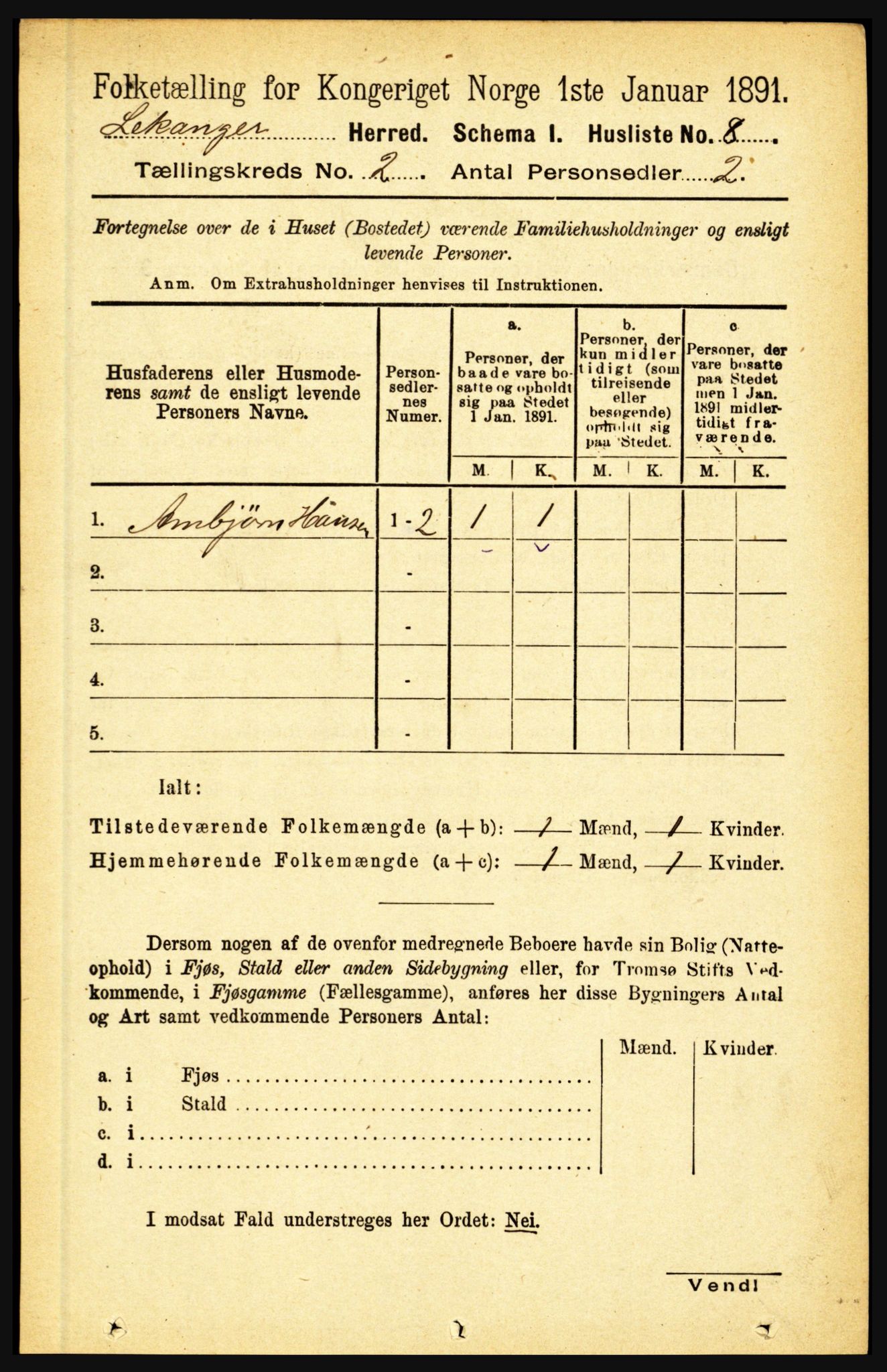 RA, 1891 census for 1419 Leikanger, 1891, p. 128