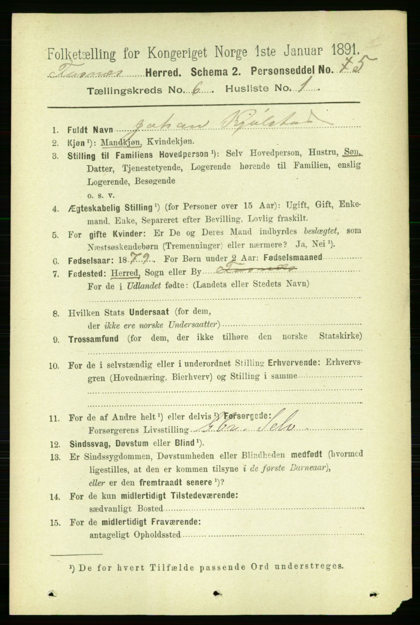 RA, 1891 census for 1748 Fosnes, 1891, p. 2766