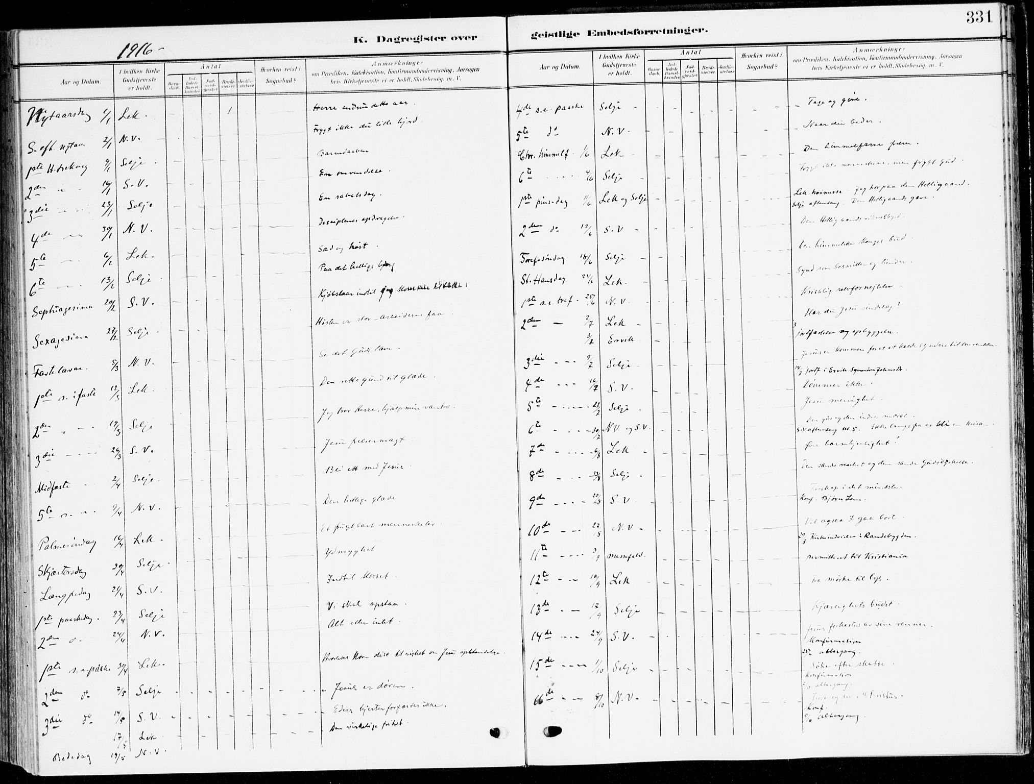 Selje sokneprestembete, SAB/A-99938/H/Ha/Haa/Haab: Parish register (official) no. B 3, 1908-1923, p. 331