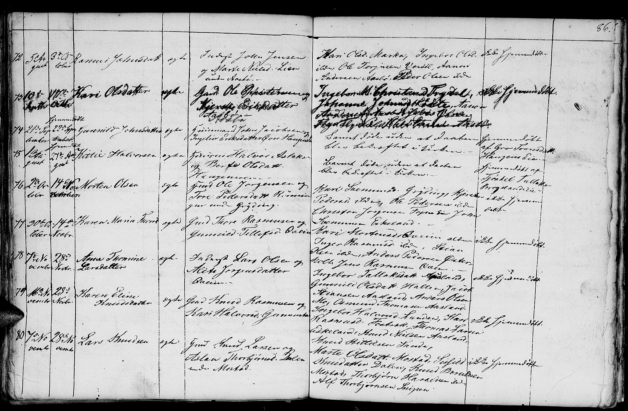 Gjerstad sokneprestkontor, AV/SAK-1111-0014/F/Fb/Fba/L0004: Parish register (copy) no. B 4, 1845-1853, p. 86