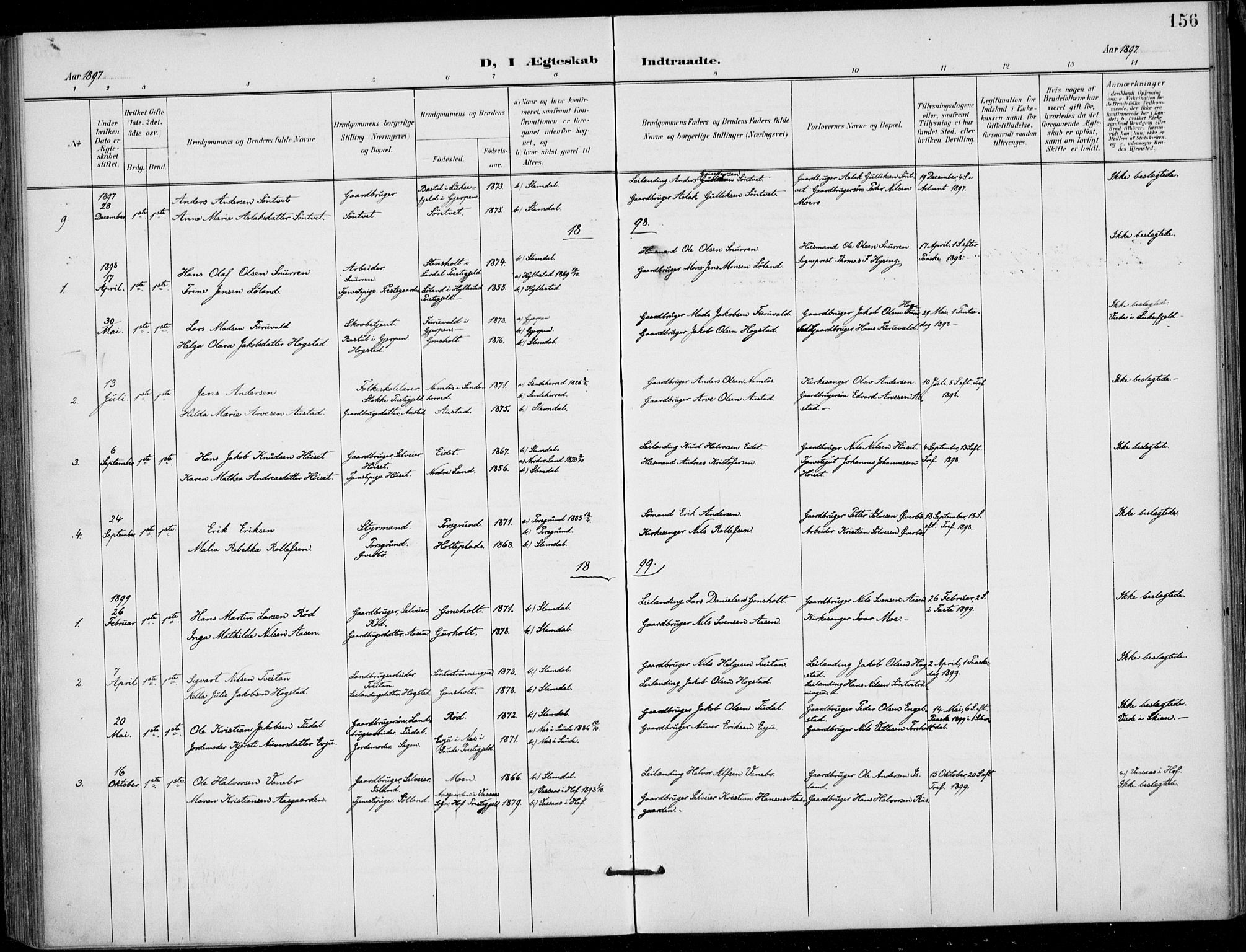 Siljan kirkebøker, AV/SAKO-A-300/F/Fa/L0003: Parish register (official) no. 3, 1896-1910, p. 156