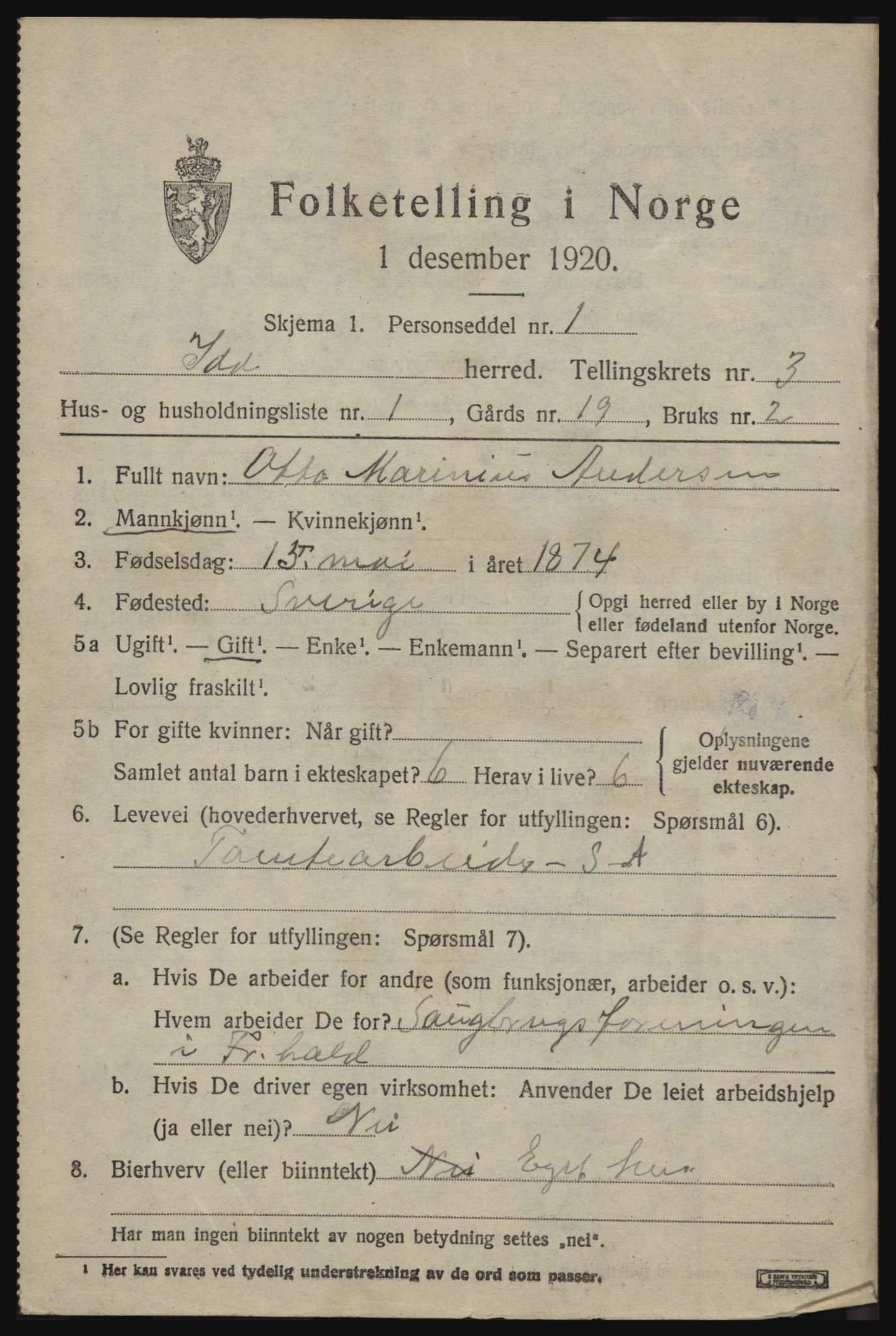 SAO, 1920 census for Idd, 1920, p. 4010