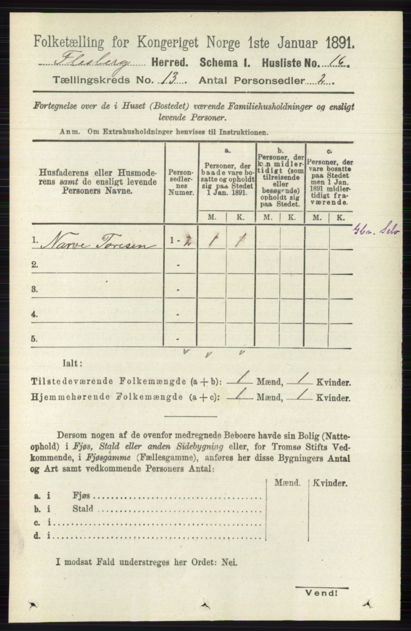 RA, 1891 census for 0631 Flesberg, 1891, p. 2200