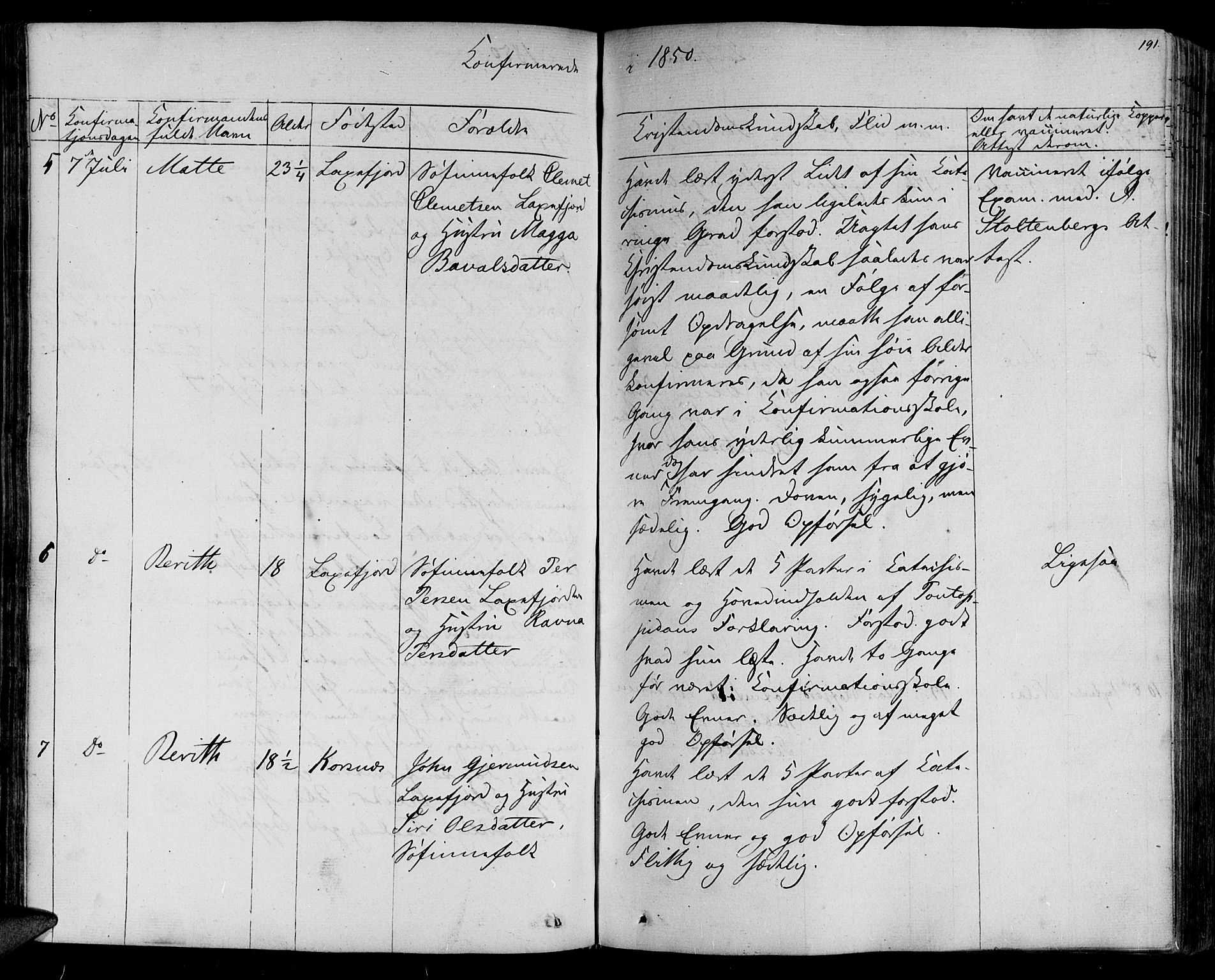 Lebesby sokneprestkontor, AV/SATØ-S-1353/H/Ha/L0003kirke: Parish register (official) no. 3, 1833-1852, p. 191