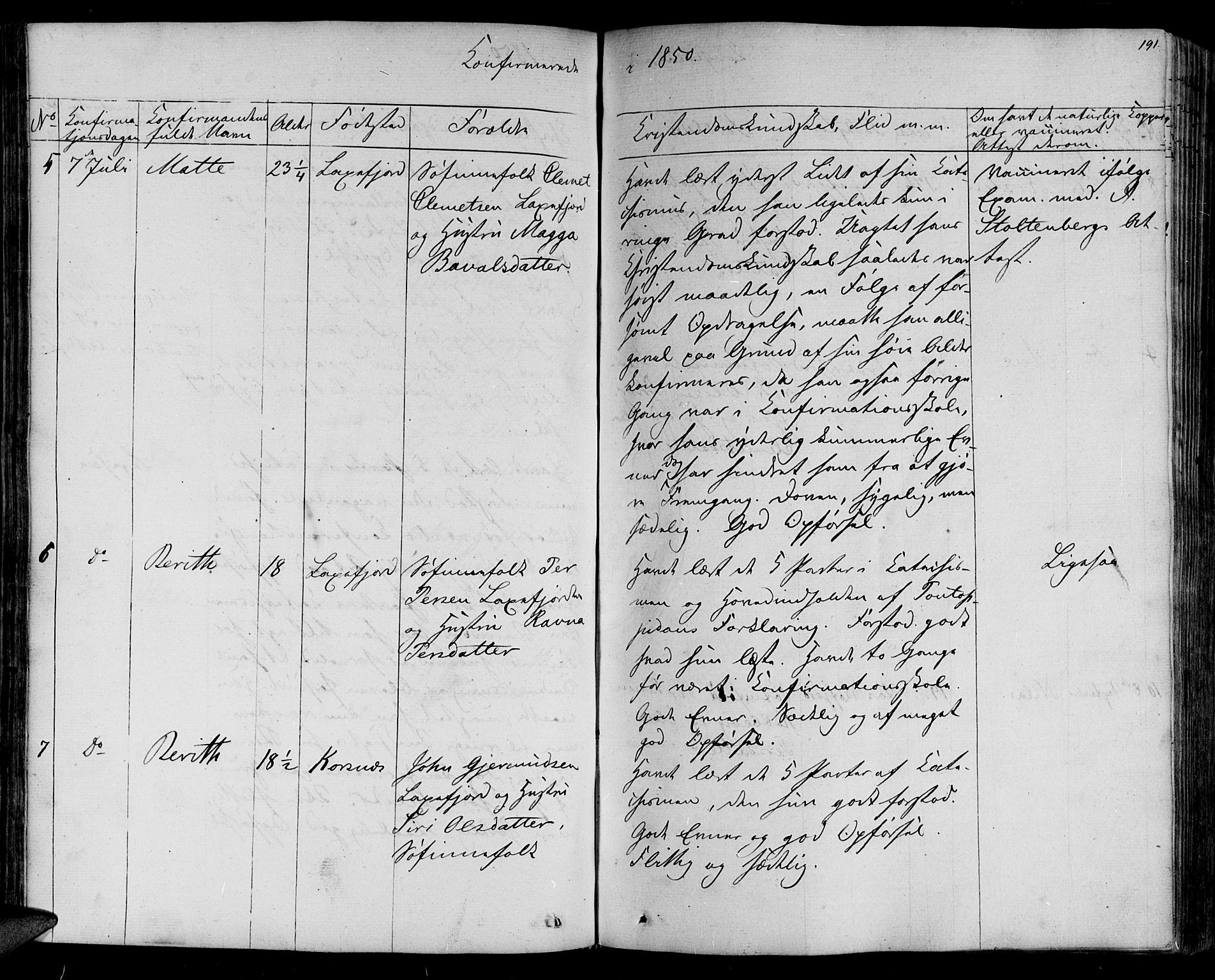 Lebesby sokneprestkontor, AV/SATØ-S-1353/H/Ha/L0003kirke: Parish register (official) no. 3, 1833-1852, p. 191