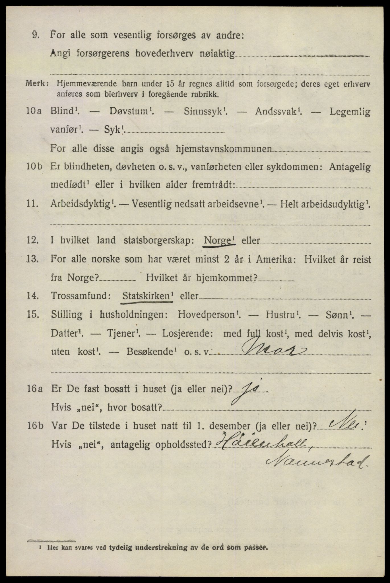 SAO, 1920 census for Nannestad, 1920, p. 2288