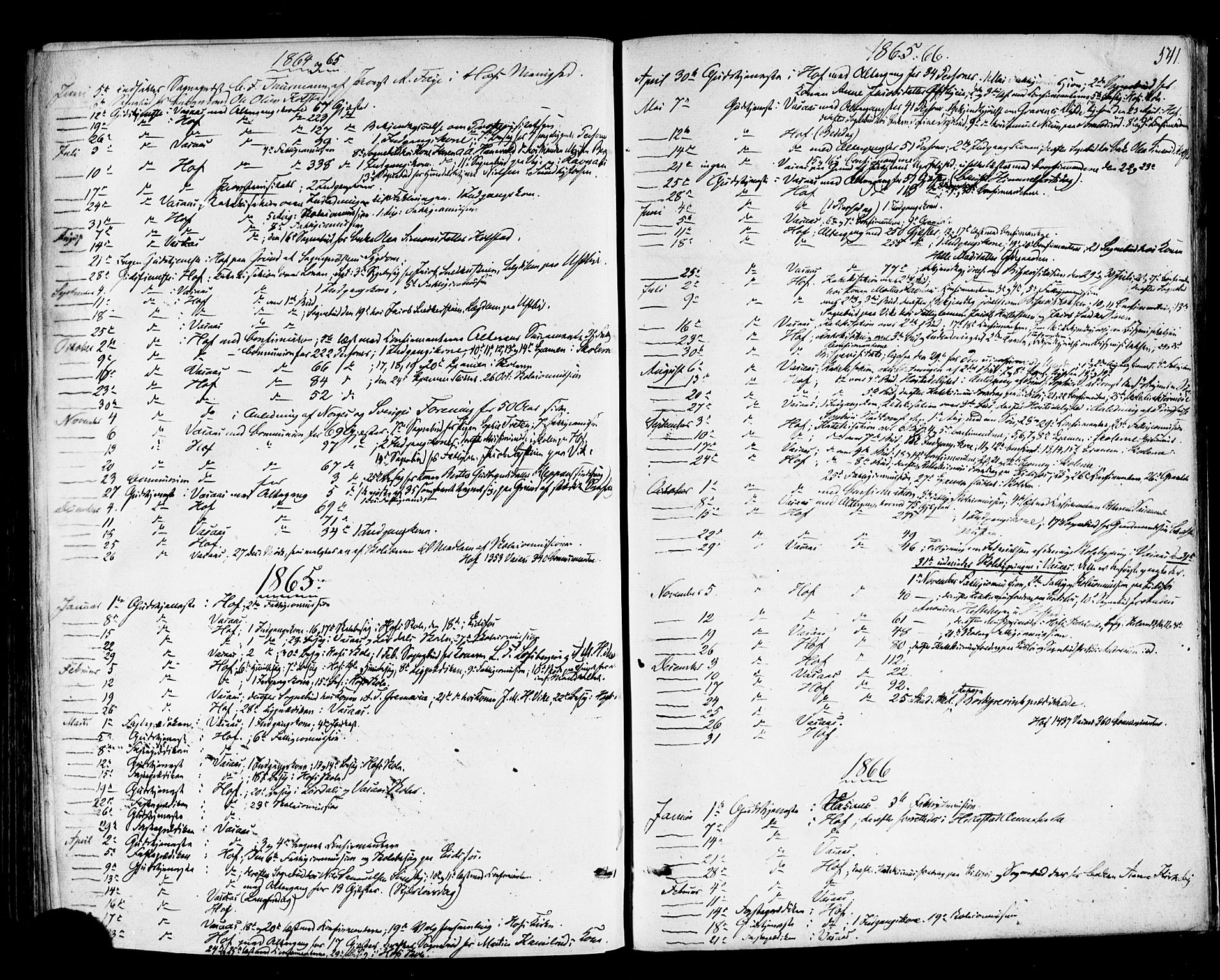 Hof kirkebøker, AV/SAKO-A-64/F/Fa/L0006: Parish register (official) no. I 6, 1851-1877, p. 541