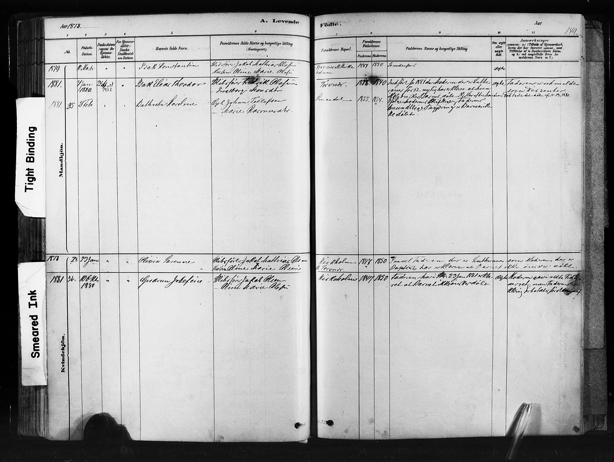 Ministerialprotokoller, klokkerbøker og fødselsregistre - Møre og Romsdal, SAT/A-1454/507/L0073: Parish register (official) no. 507A08, 1878-1904, p. 149