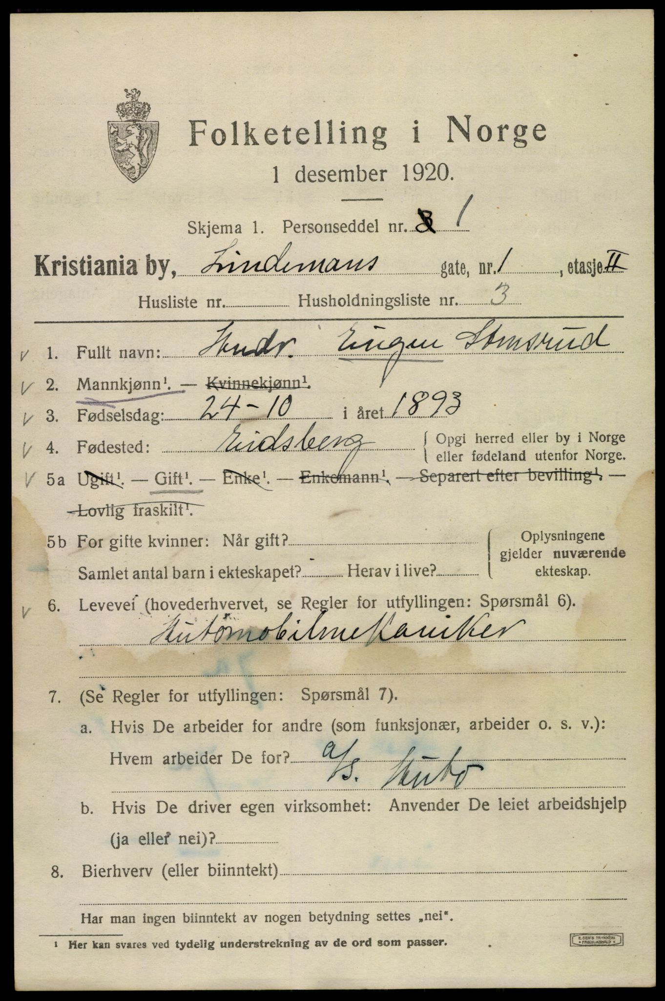 SAO, 1920 census for Kristiania, 1920, p. 364737