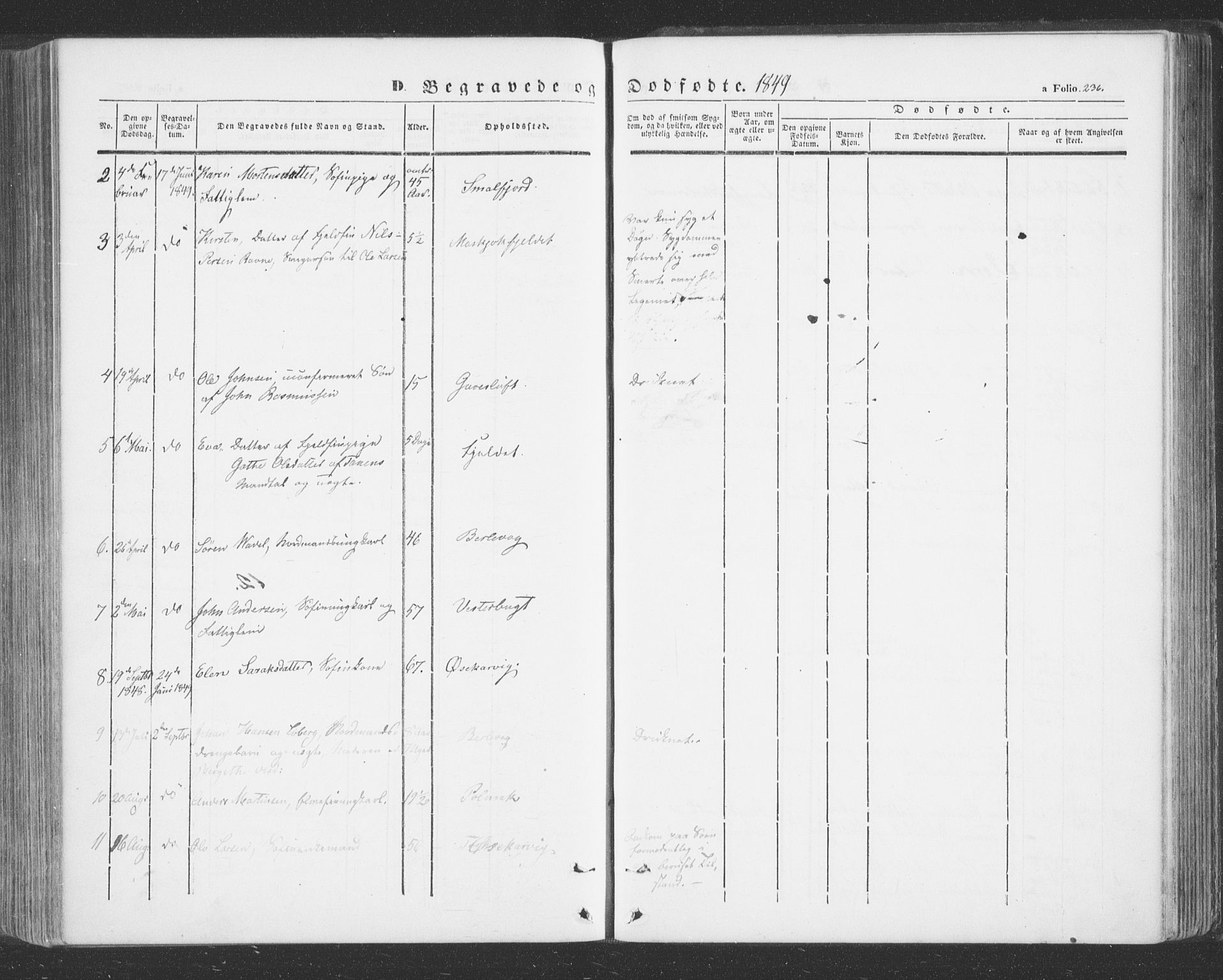 Tana sokneprestkontor, AV/SATØ-S-1334/H/Ha/L0001kirke: Parish register (official) no. 1, 1846-1861, p. 236