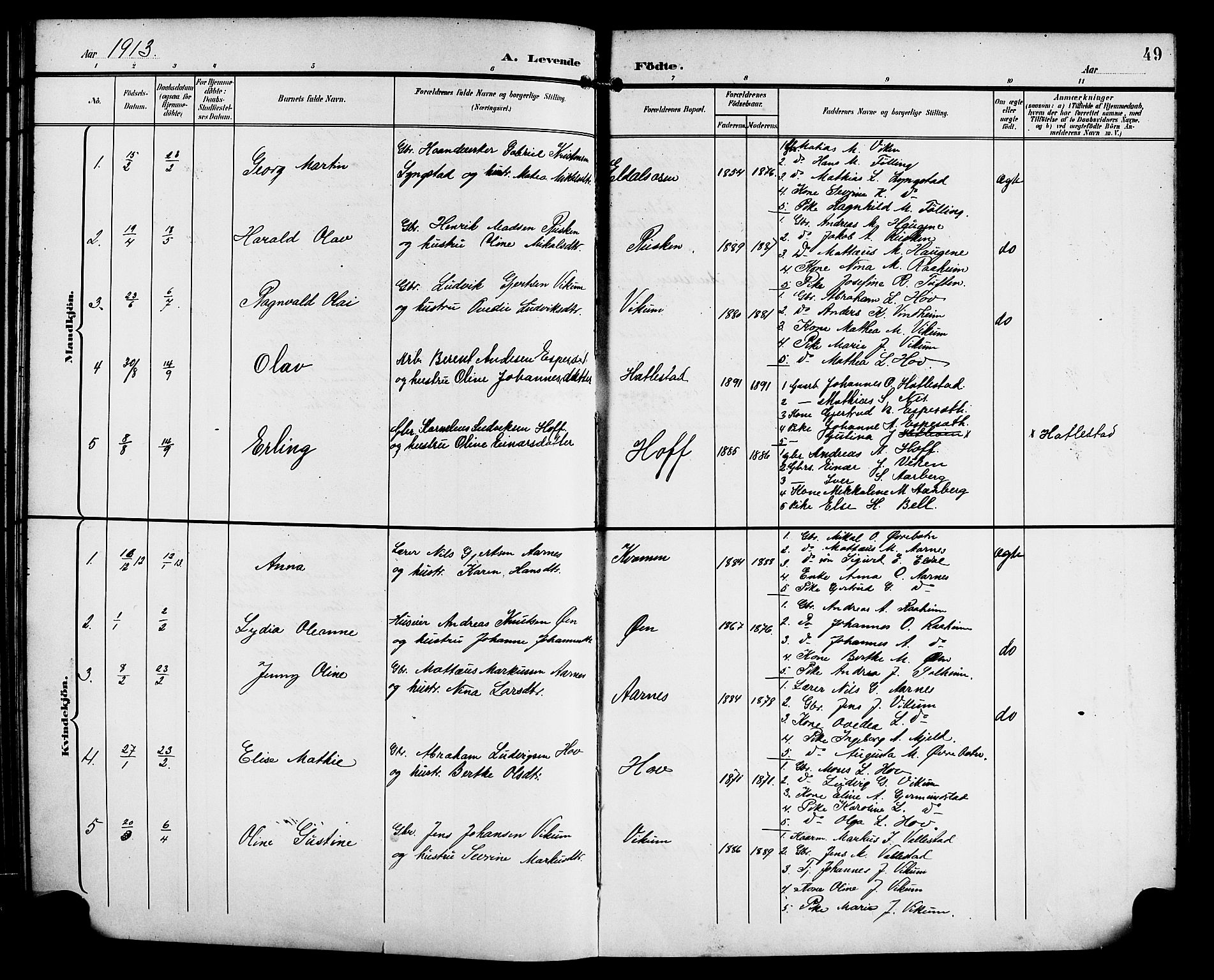 Gaular sokneprestembete, AV/SAB-A-80001/H/Hab: Parish register (copy) no. C 4, 1895-1920, p. 49