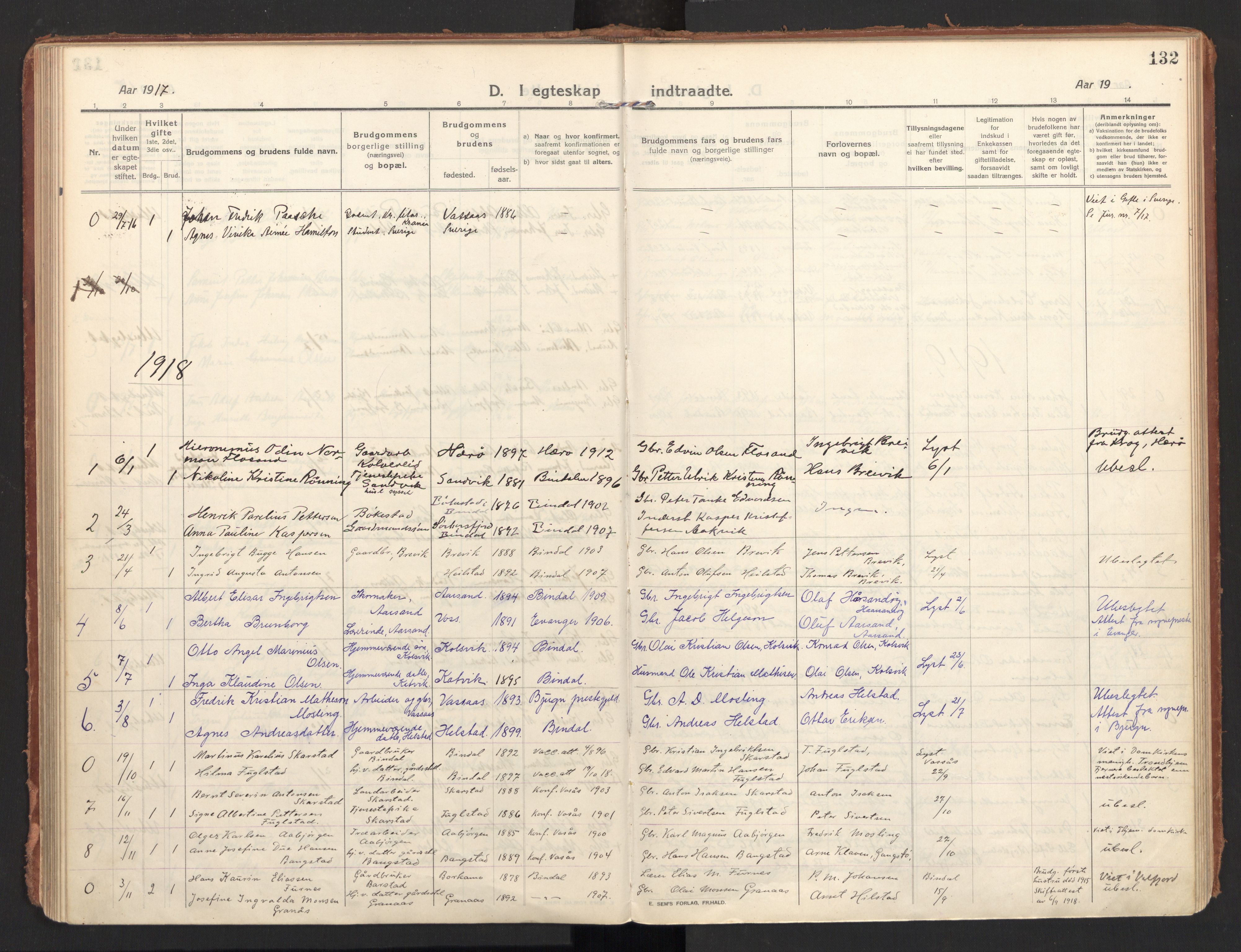 Ministerialprotokoller, klokkerbøker og fødselsregistre - Nordland, SAT/A-1459/810/L0156: Parish register (official) no. 810A15, 1915-1930, p. 132