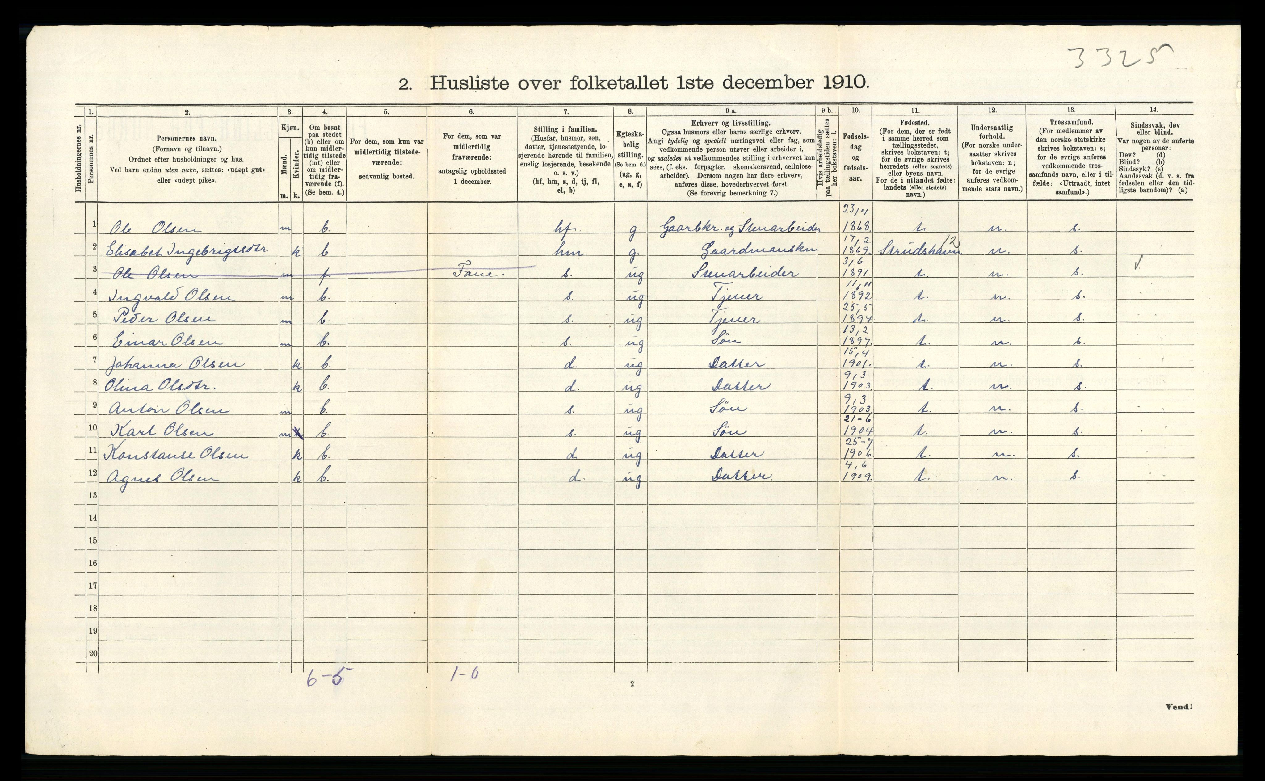 RA, 1910 census for Alversund, 1910, p. 61
