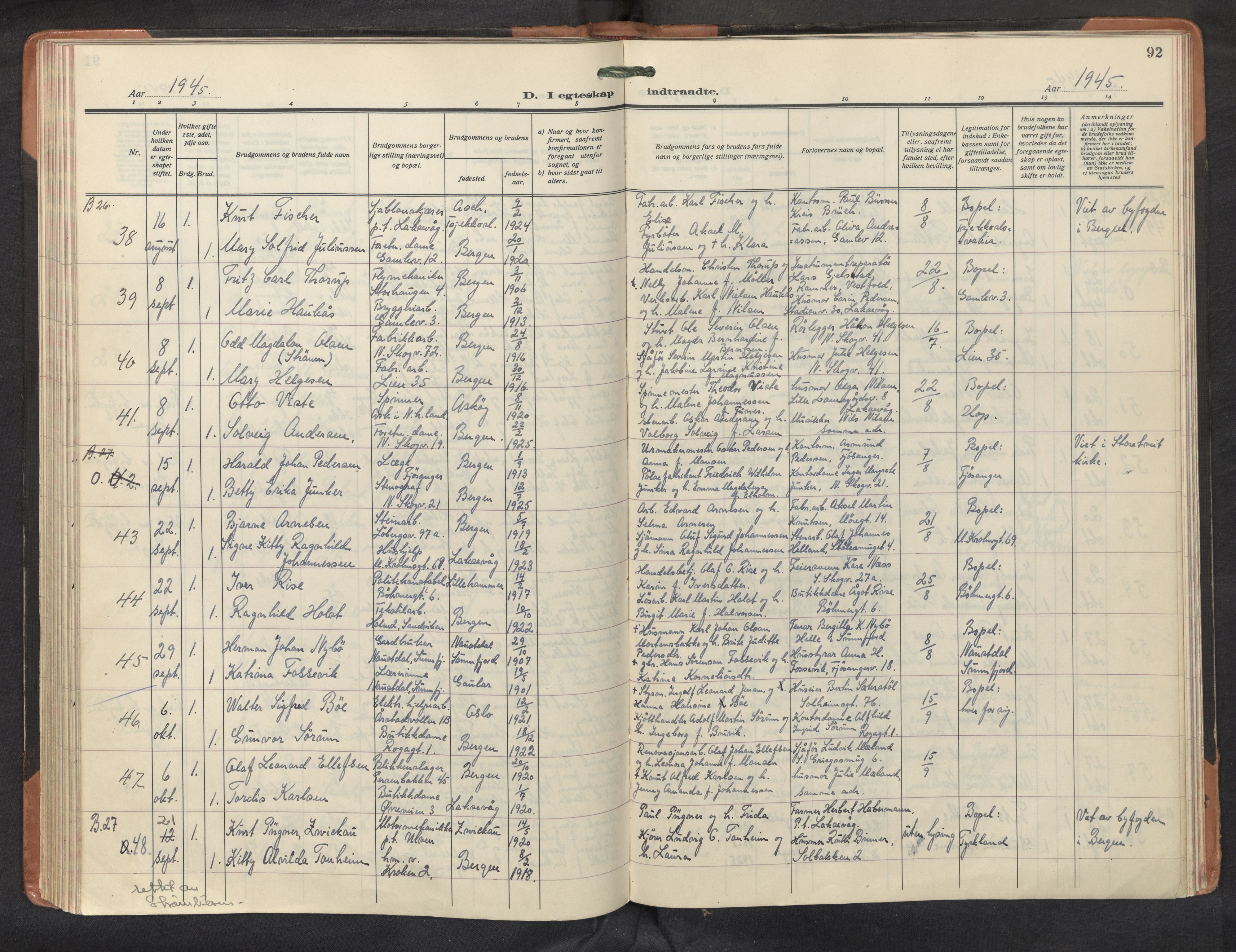 St. Markus sokneprestembete, AV/SAB-A-99935: Parish register (official) no. C 1, 1924-1947, p. 91b-92a