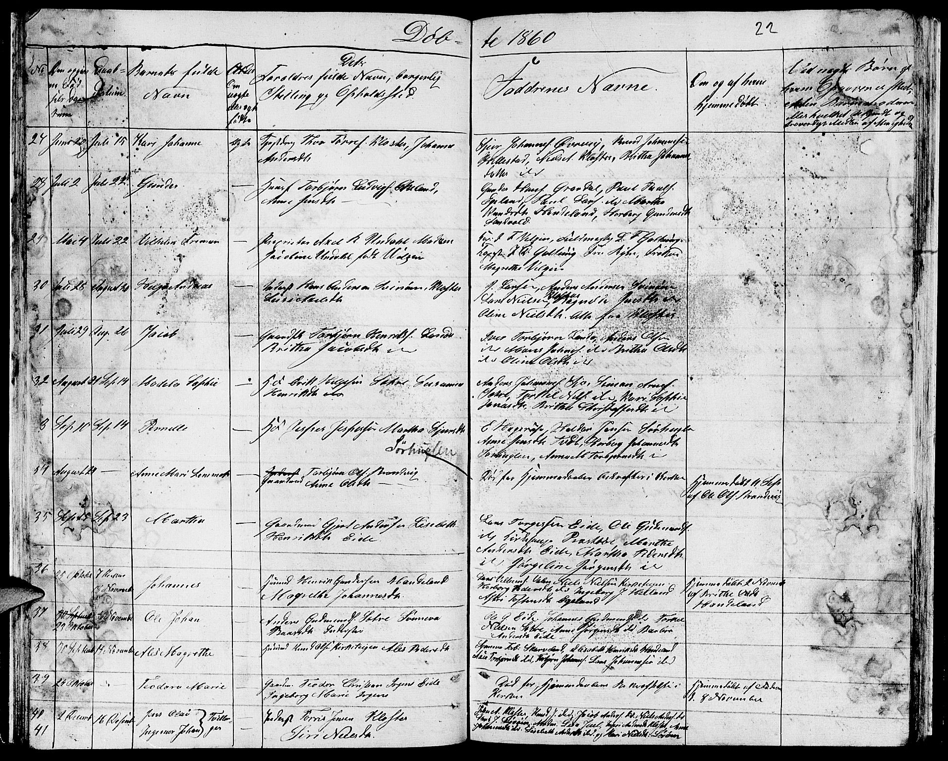 Fjelberg sokneprestembete, SAB/A-75201/H/Hab: Parish register (copy) no. B 2, 1854-1868, p. 22