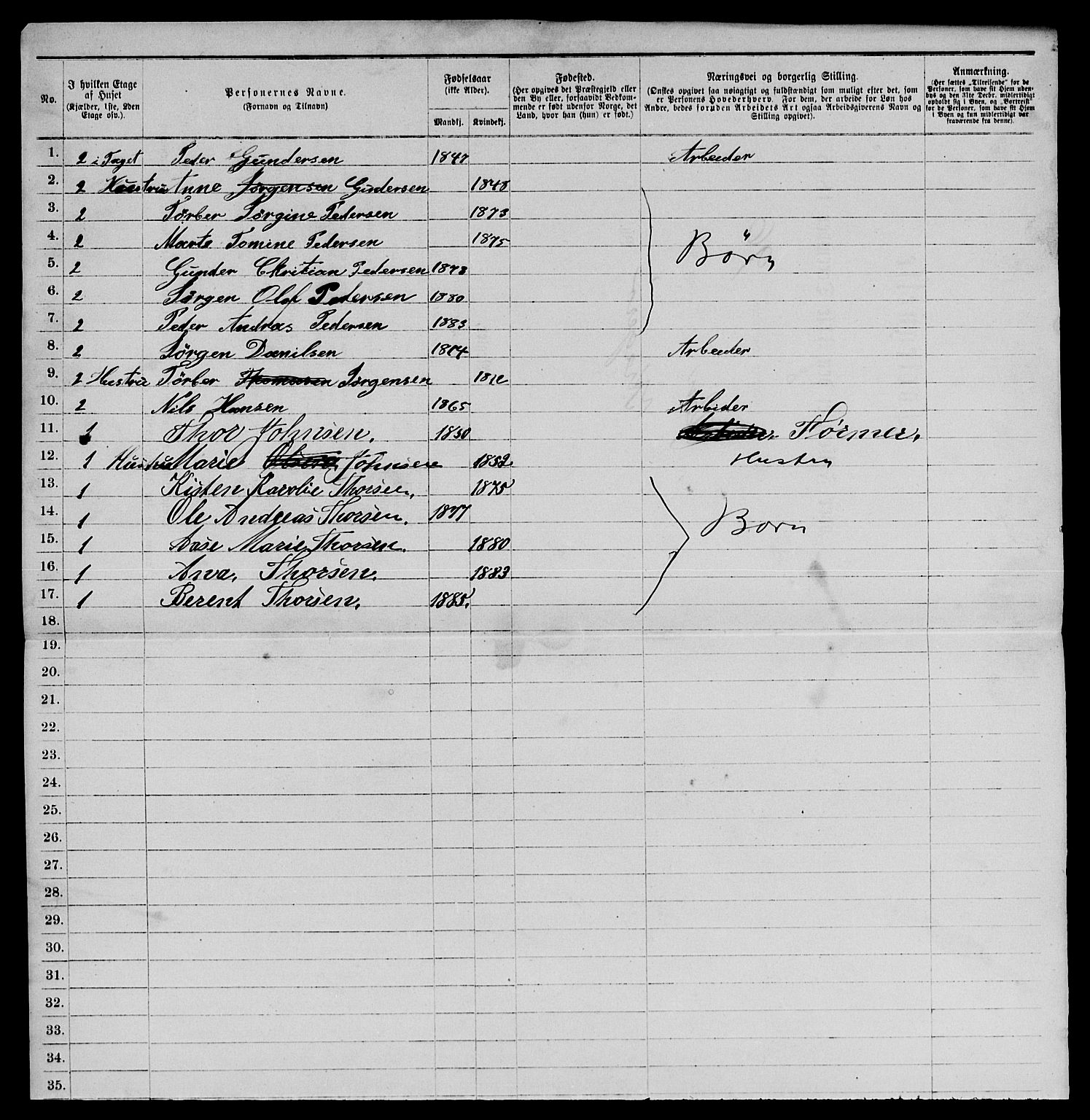 SAKO, 1885 census for 0801 Kragerø, 1885, p. 649