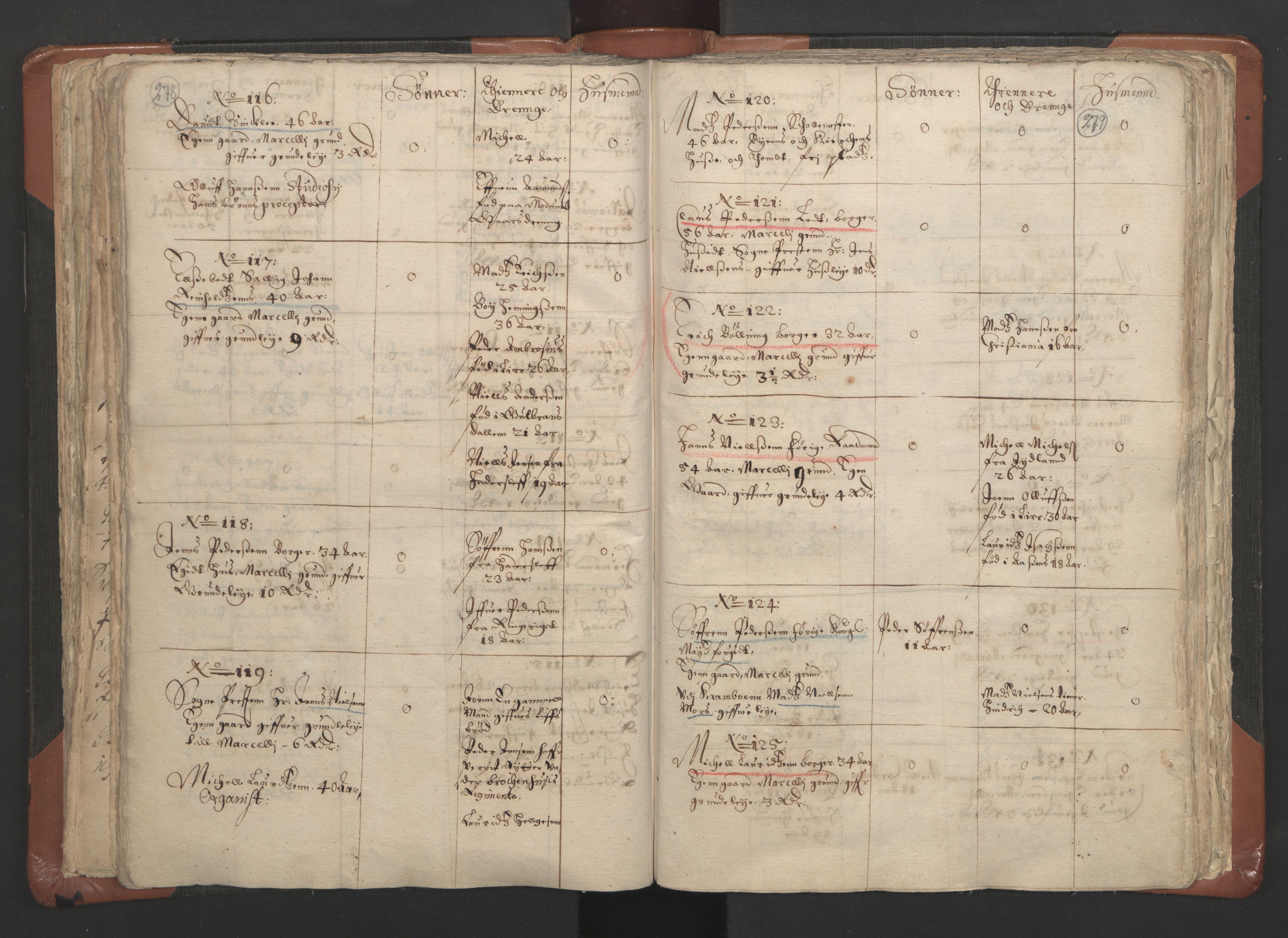 RA, Vicar's Census 1664-1666, no. 9: Bragernes deanery, 1664-1666, p. 278-279