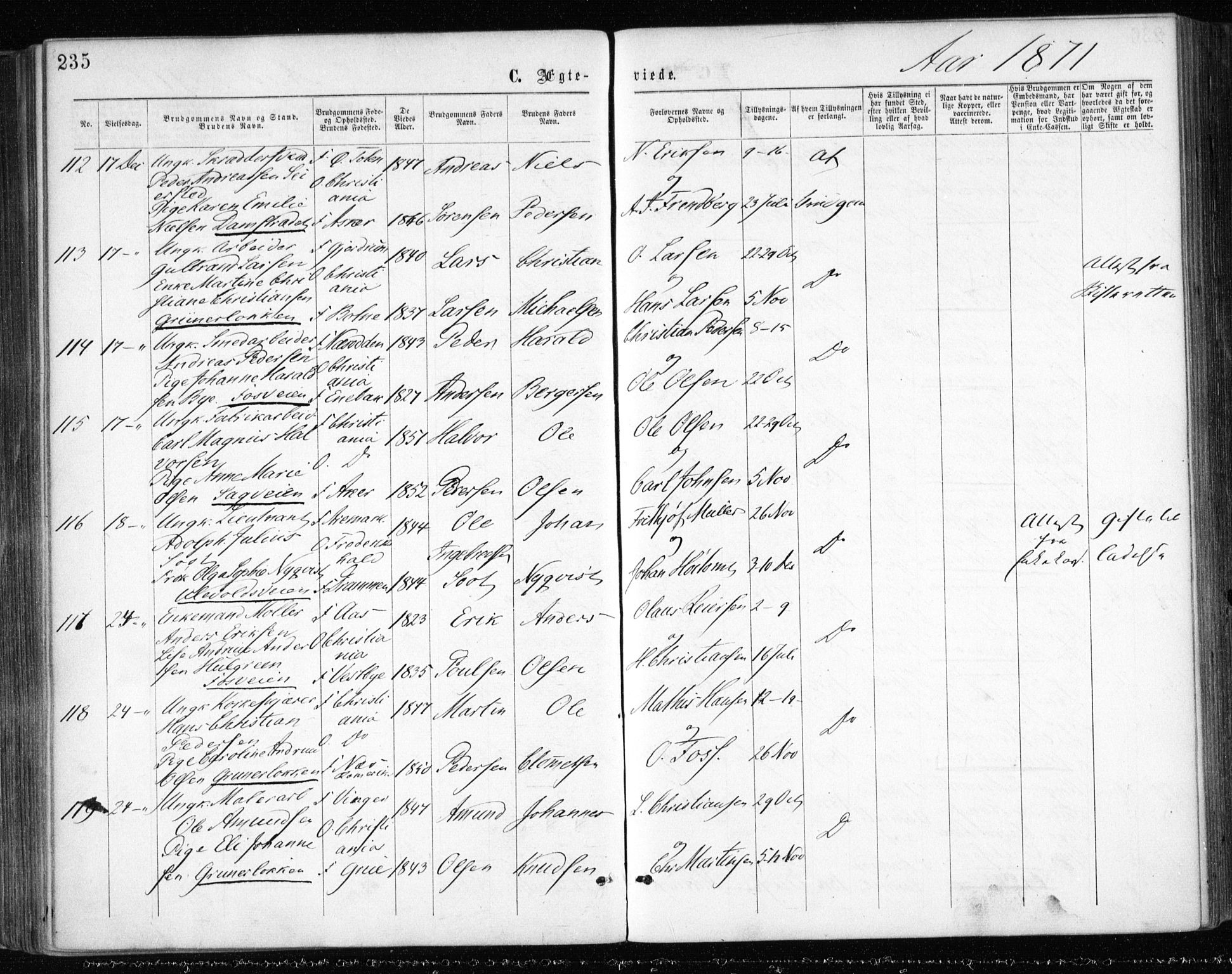 Gamle Aker prestekontor Kirkebøker, AV/SAO-A-10617a/F/L0003: Parish register (official) no. 3, 1865-1873, p. 235