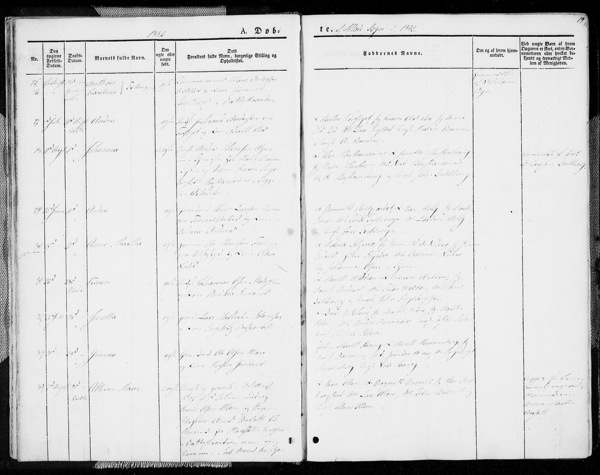 Ministerialprotokoller, klokkerbøker og fødselsregistre - Sør-Trøndelag, AV/SAT-A-1456/606/L0290: Parish register (official) no. 606A05, 1841-1847, p. 19